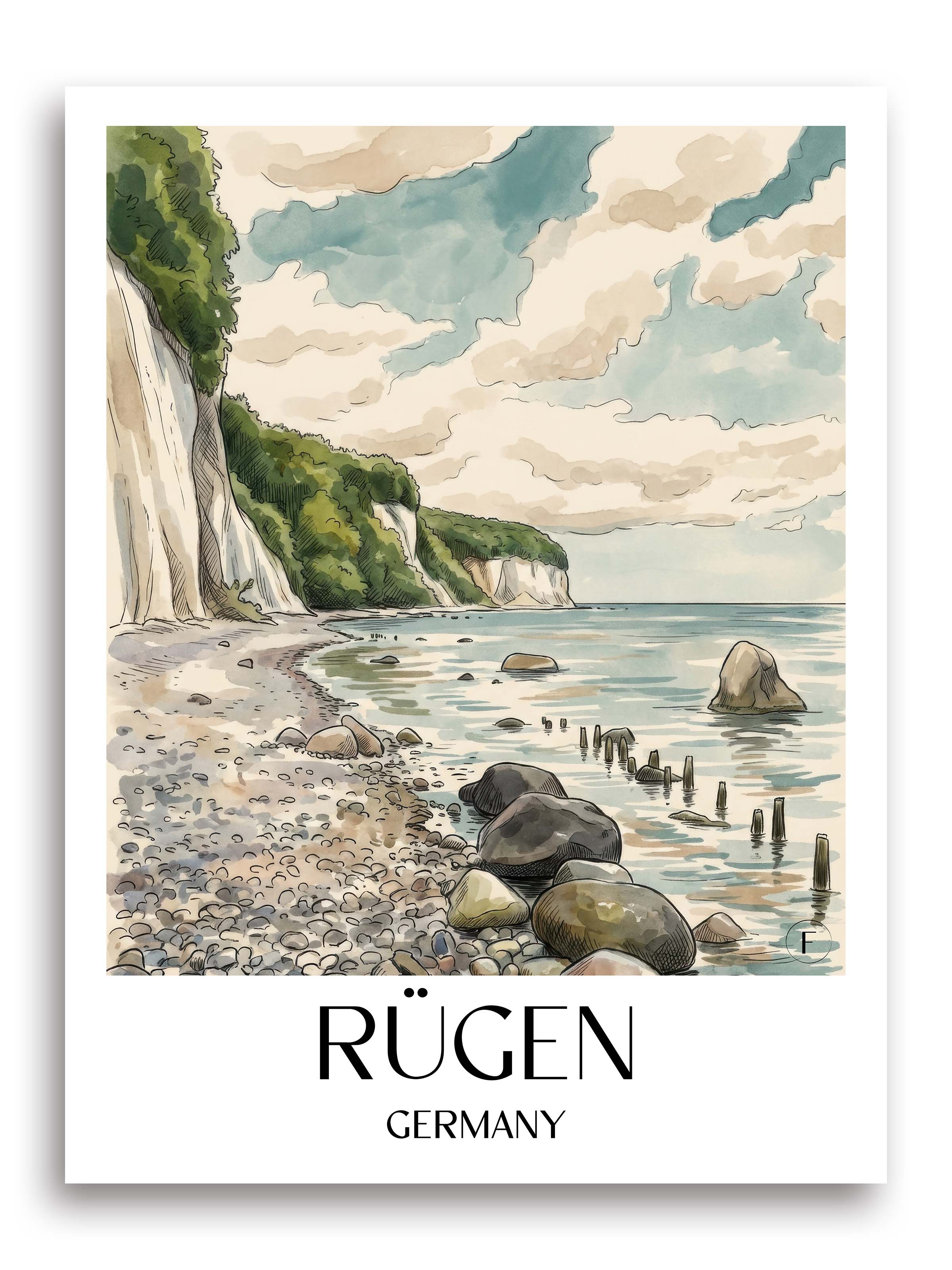 Rügen Poster - Deutschland Kunstdruck - Aquarell von A4 bis A1 - favplace
