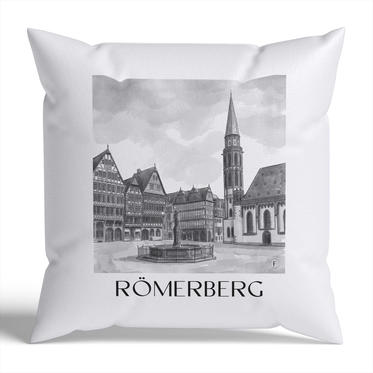 römerberg-frankfurt-deutschland-kissenbezug-aquarell-schwarz-weiss