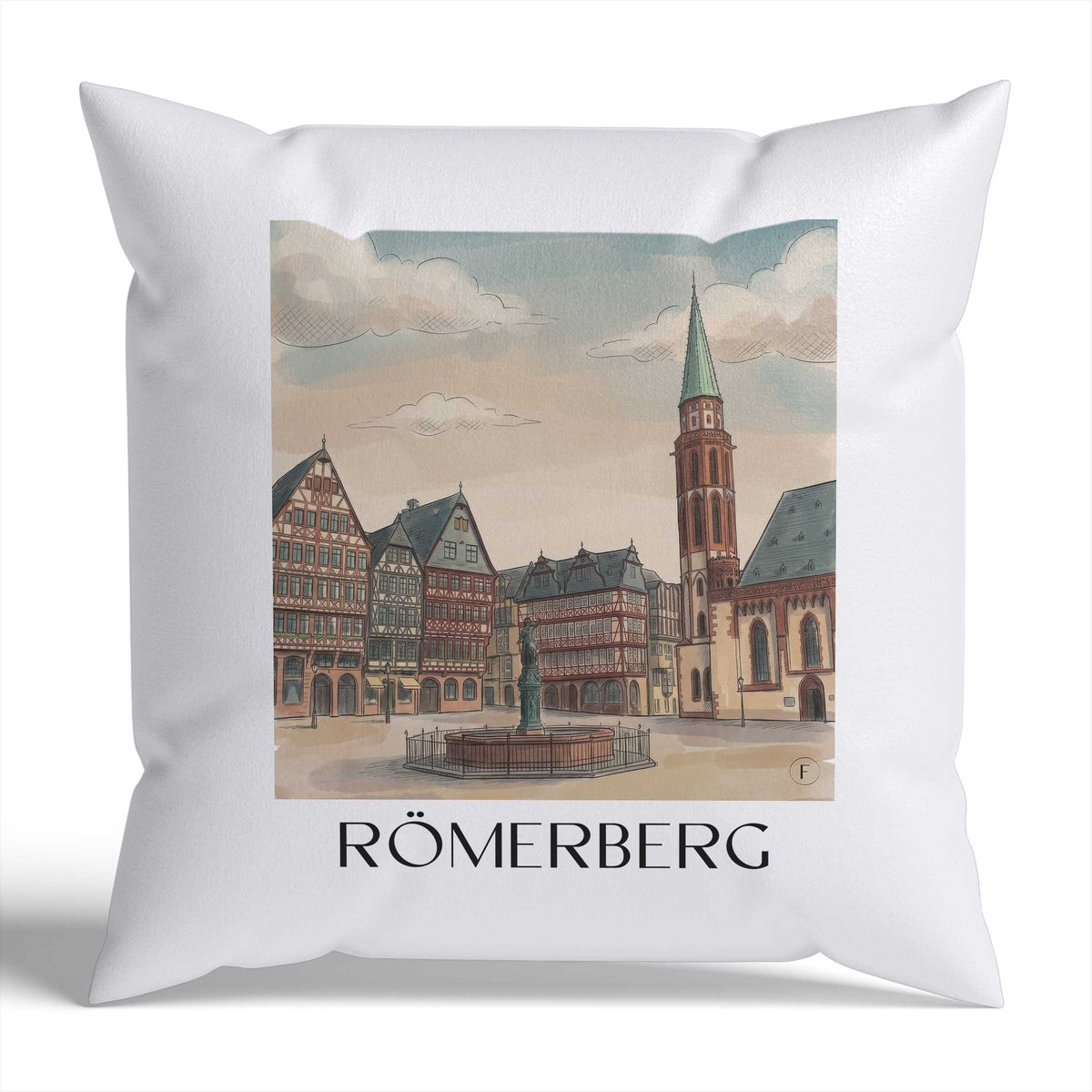 römerberg-frankfurt-deutschland-kissenbezug-aquarell