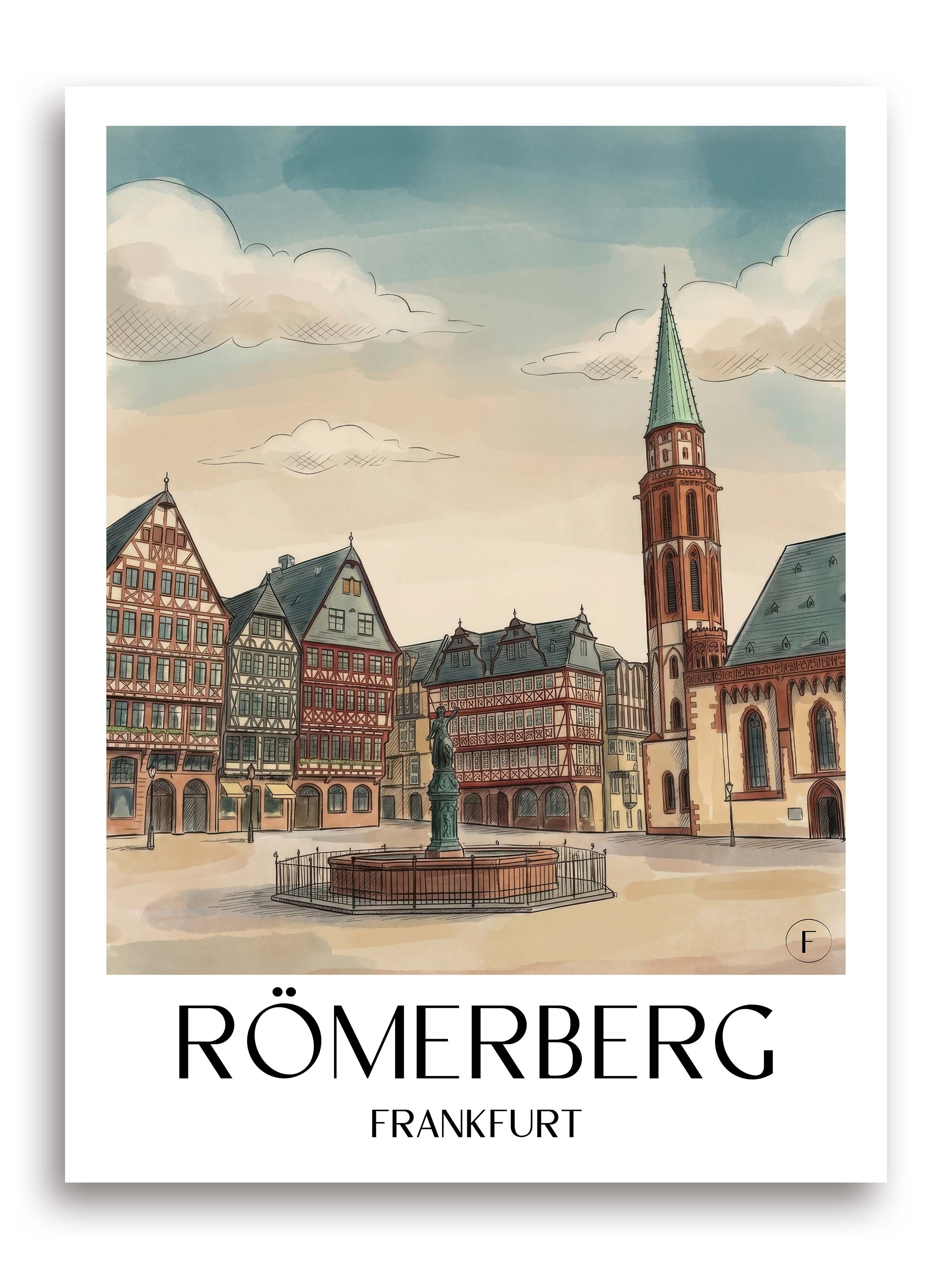 römerberg-frankfurt-deutschland-poster-aquarell