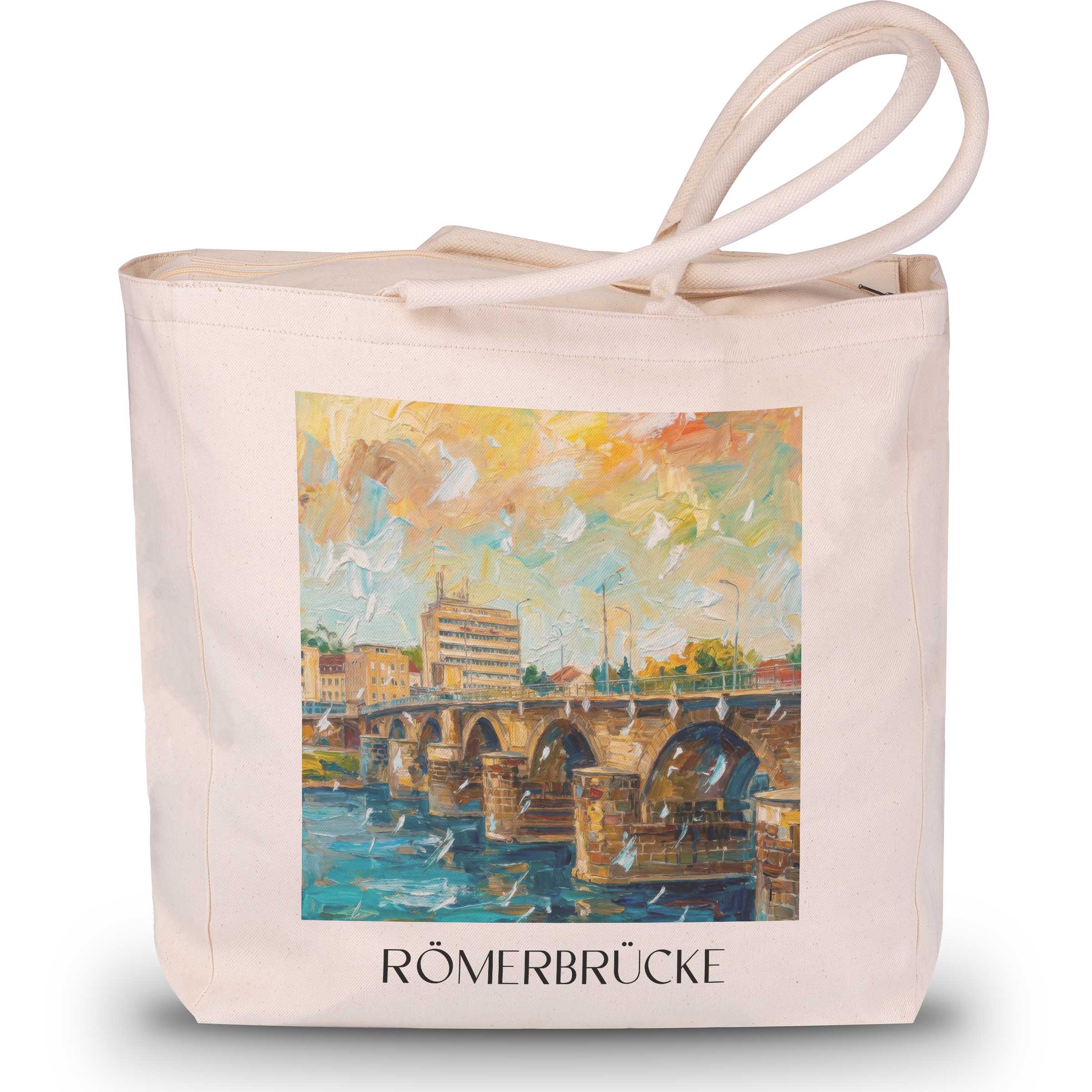 römerbrücke-trier-deutschland-einkaufstasche-oil-painting-oelgemaelde