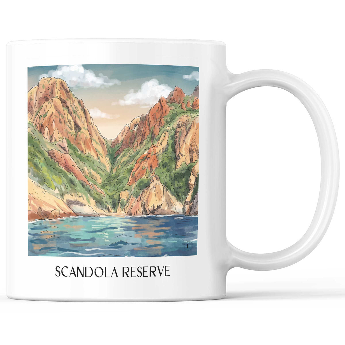 Réserve de Scandola Kaffeebecher - Golfe de Porto - Frankreich Becher - Kaffeetasse im Aquarell Stil - favplace