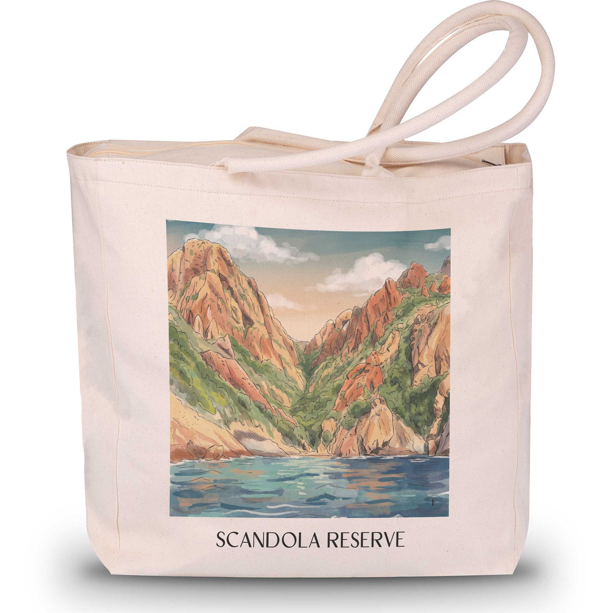Réserve de Scandola Shopping Tasche - Golfe de Porto - Frankreich Tote Bag - Einkaufstasche im Aquarell Stil