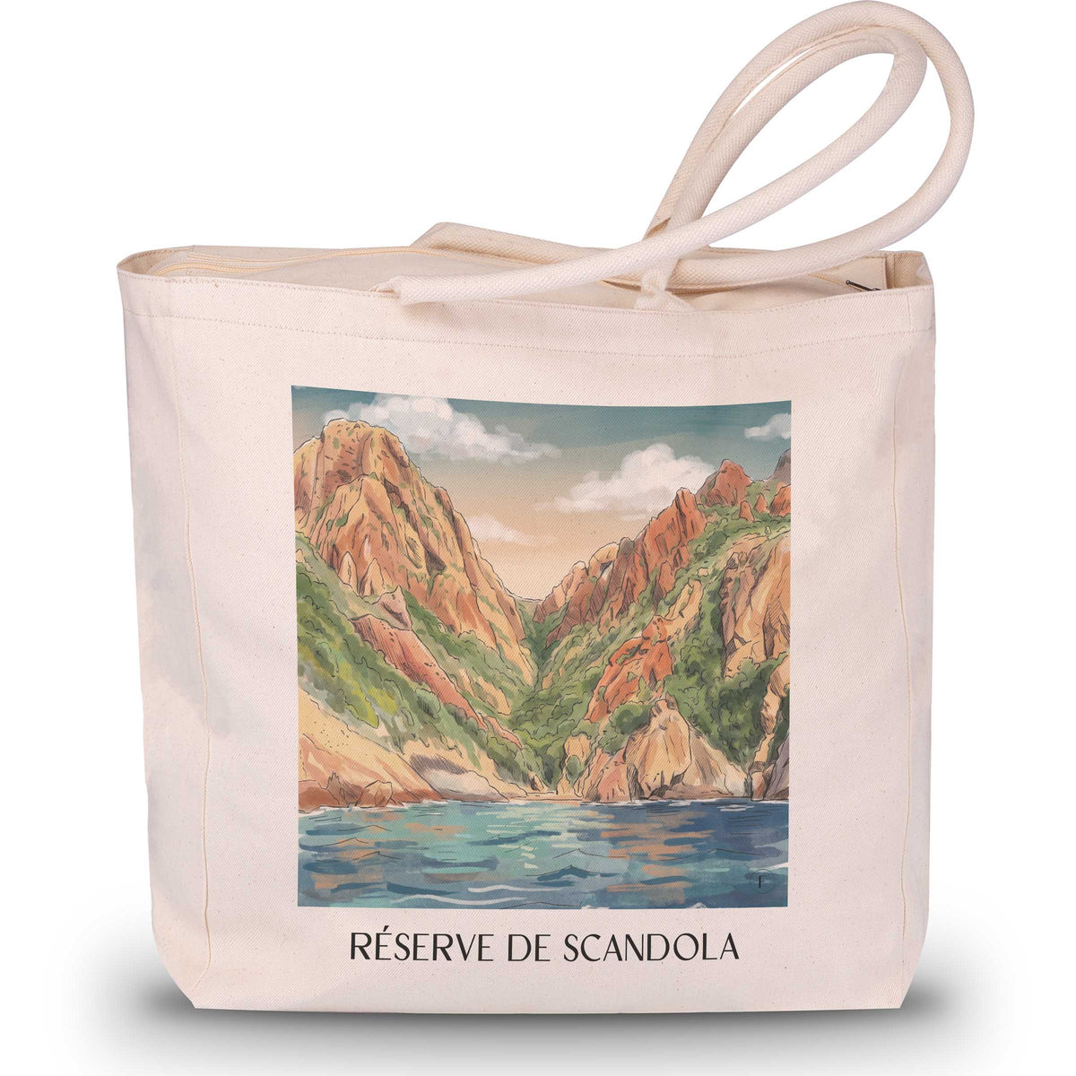 réserve-de-scandola-golfe-de-porto-frankreich-einkaufstasche-aquarell