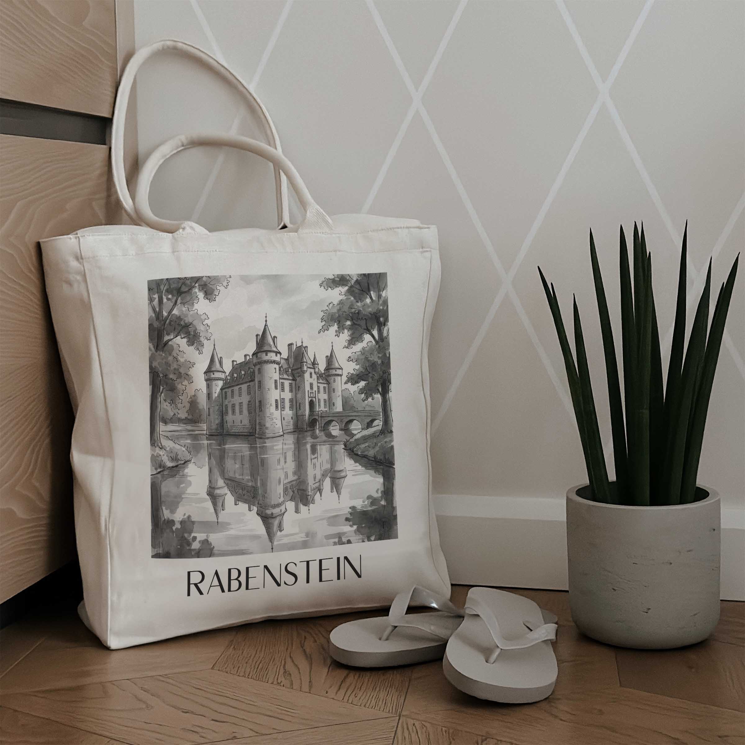 rabenstein-erzgebirge-deutschland-einkaufstasche-aquarell-schwarz-weiss
