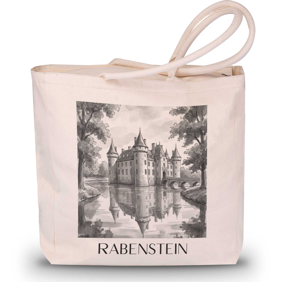 Rabenstein Shopping Tasche - Erzgebirge - Deutschland Tote Bag - Einkaufstasche im Aquarell Schwarz-Weiß Stil - favplace