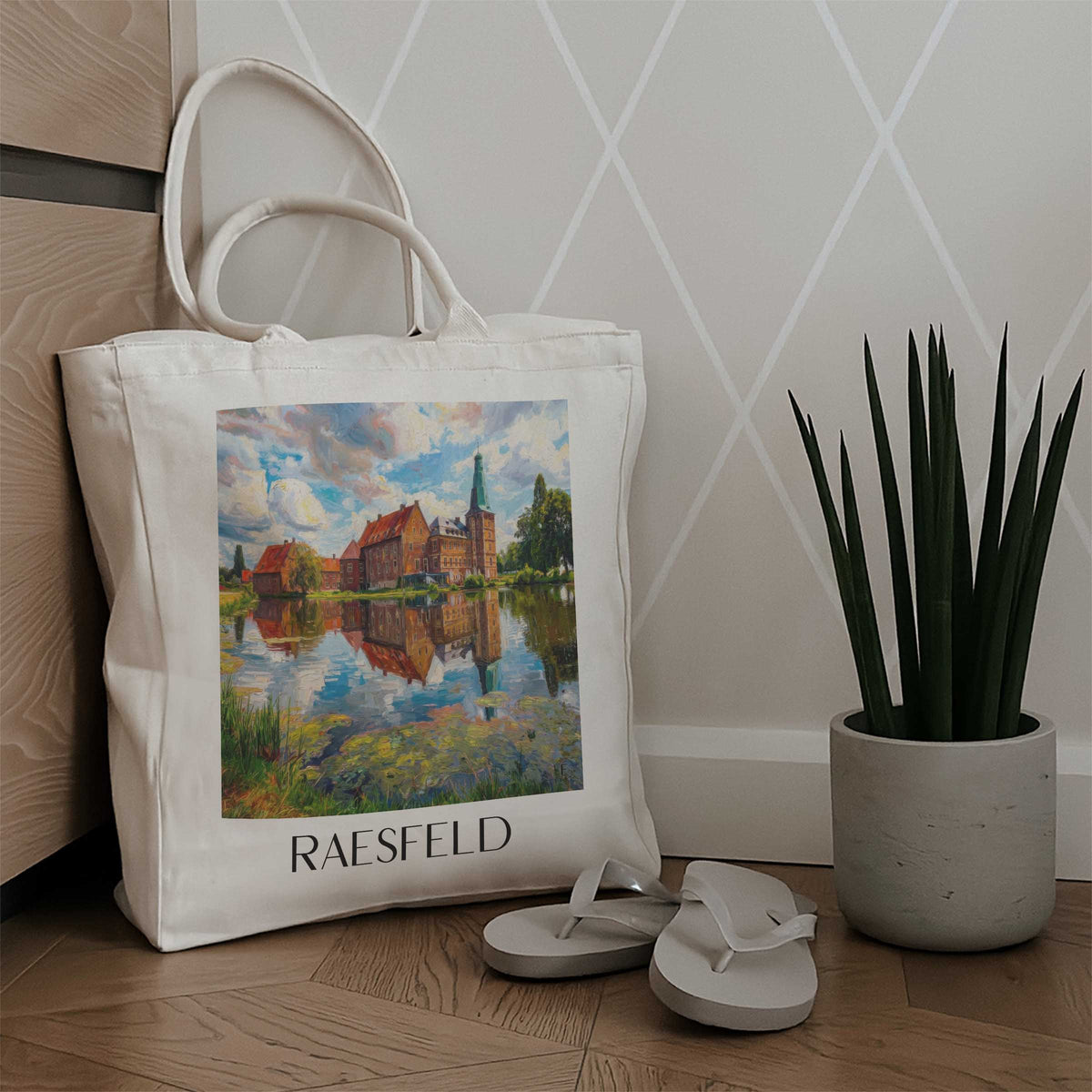 raesfeld-münsterland-deutschland-einkaufstasche-oil-painting-oelgemaelde