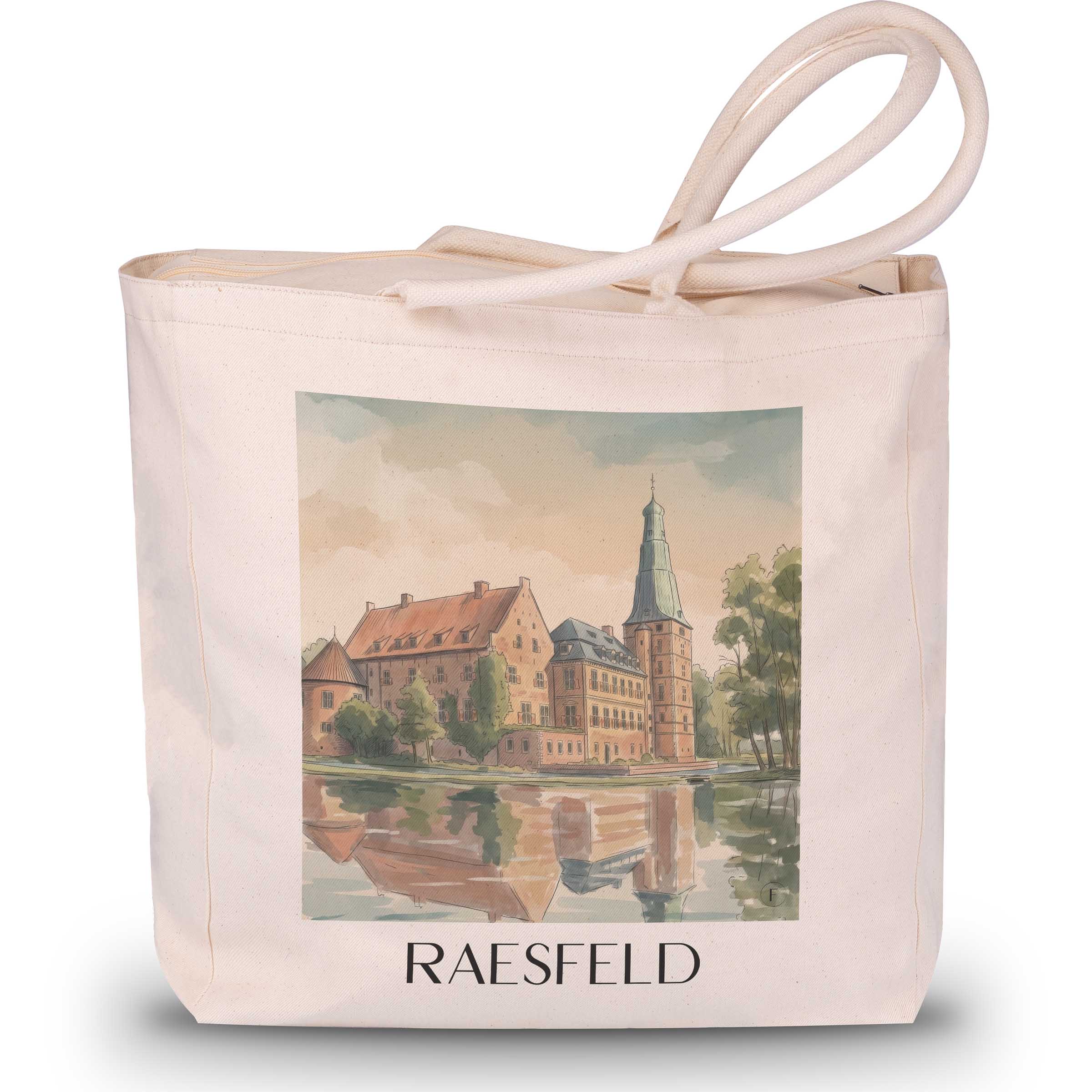 Raesfeld Shopping Tasche - Niederrhein - Deutschland Tote Bag - Einkaufstasche im Aquarell Stil - favplace