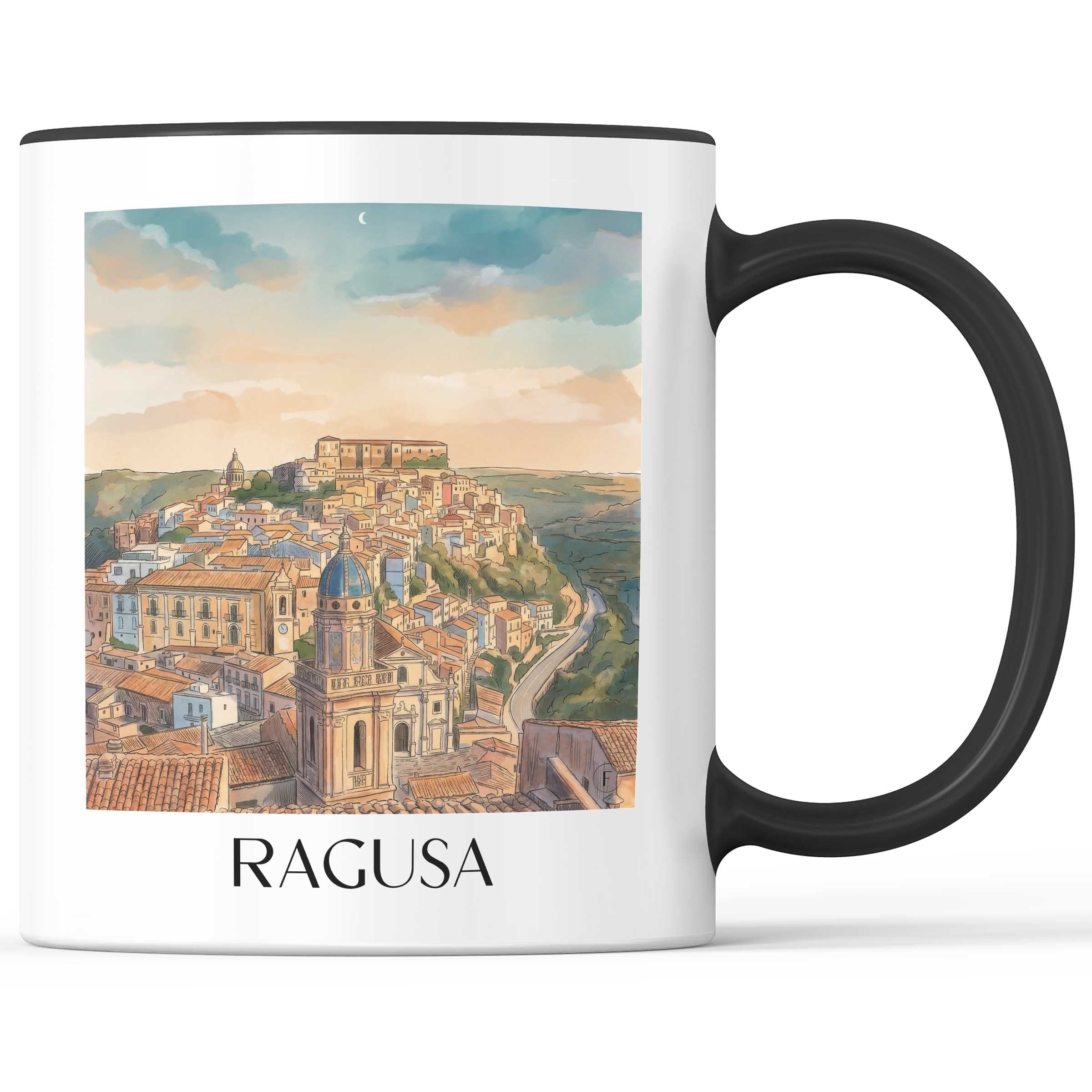 ragusa-sizilien-italien-kaffeebecher-aquarell