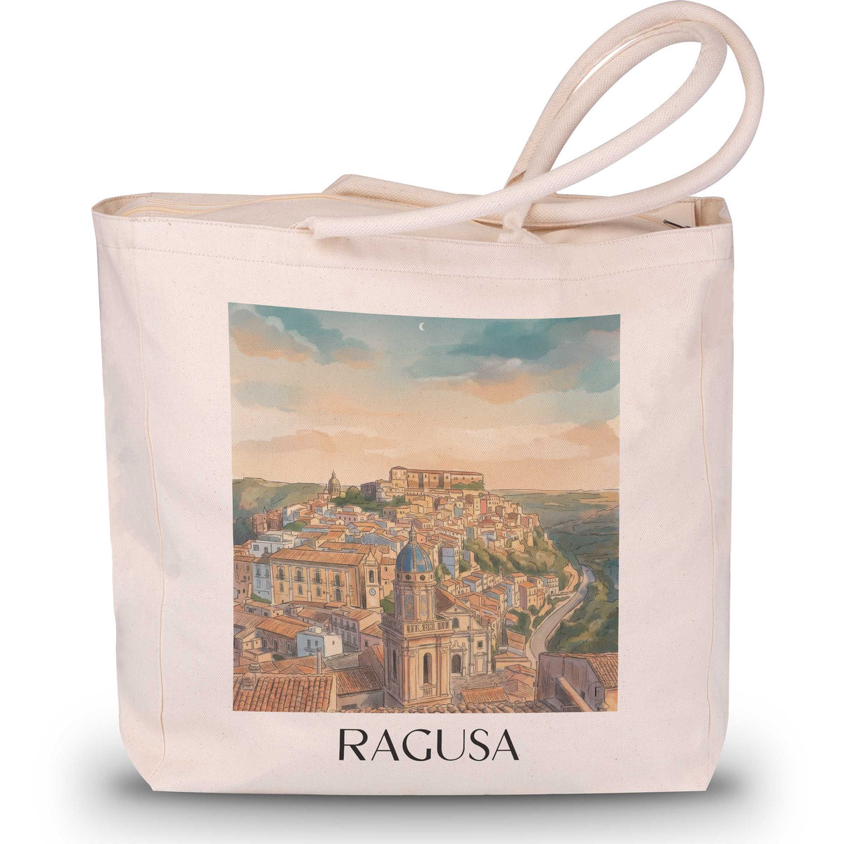 Ragusa Shopping Tasche - Sizilien - Italien Tote Bag - Einkaufstasche im Aquarell Stil - favplace