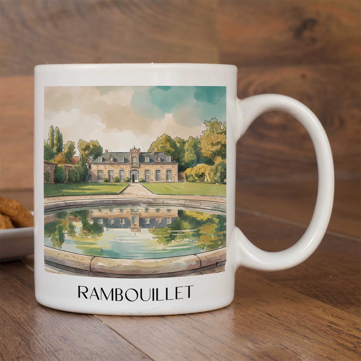 rambouillet-île-de-france-frankreich-kaffeebecher-aquarell