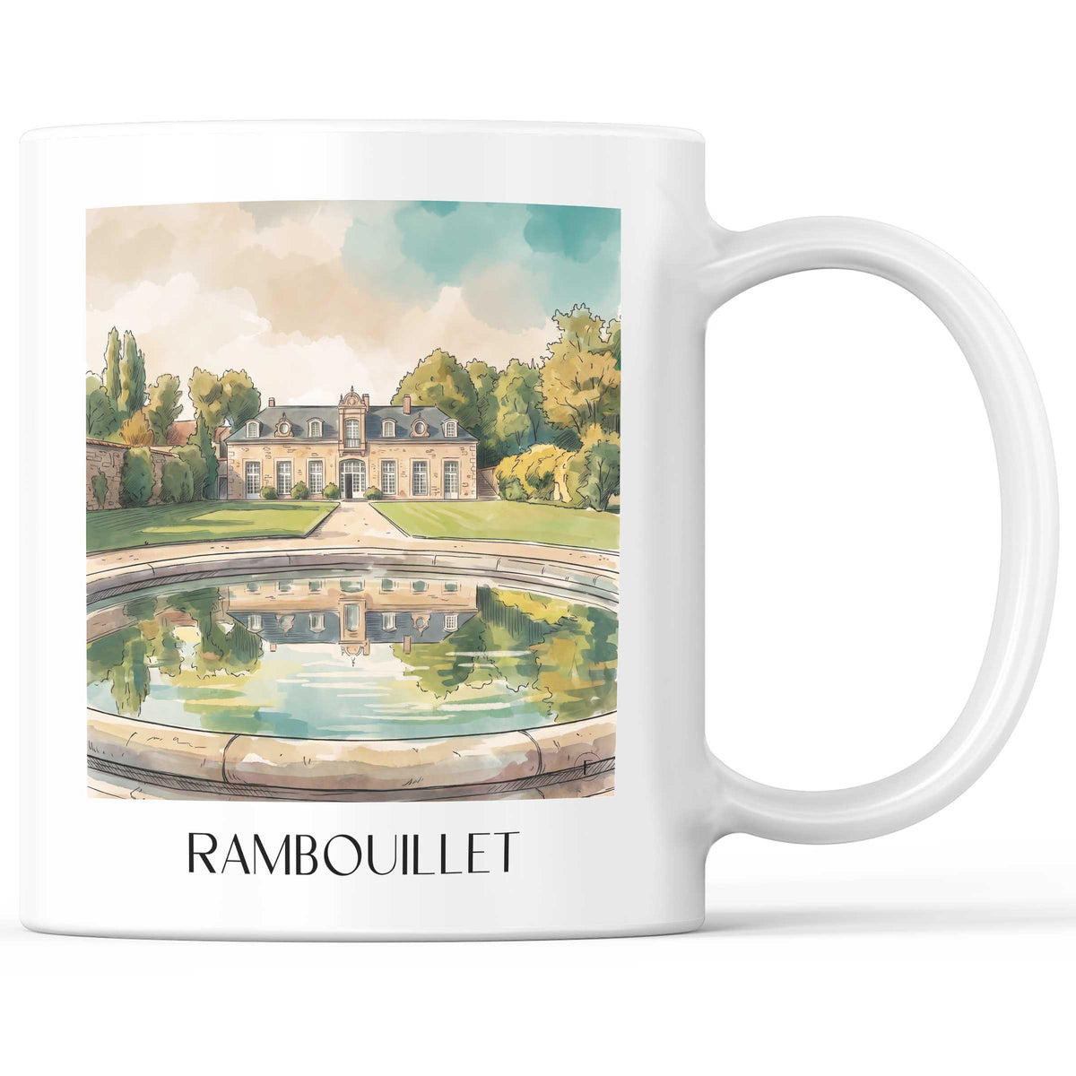 Rambouillet Kaffeebecher - Île-de-France - Frankreich Becher - Kaffeetasse im Aquarell Stil