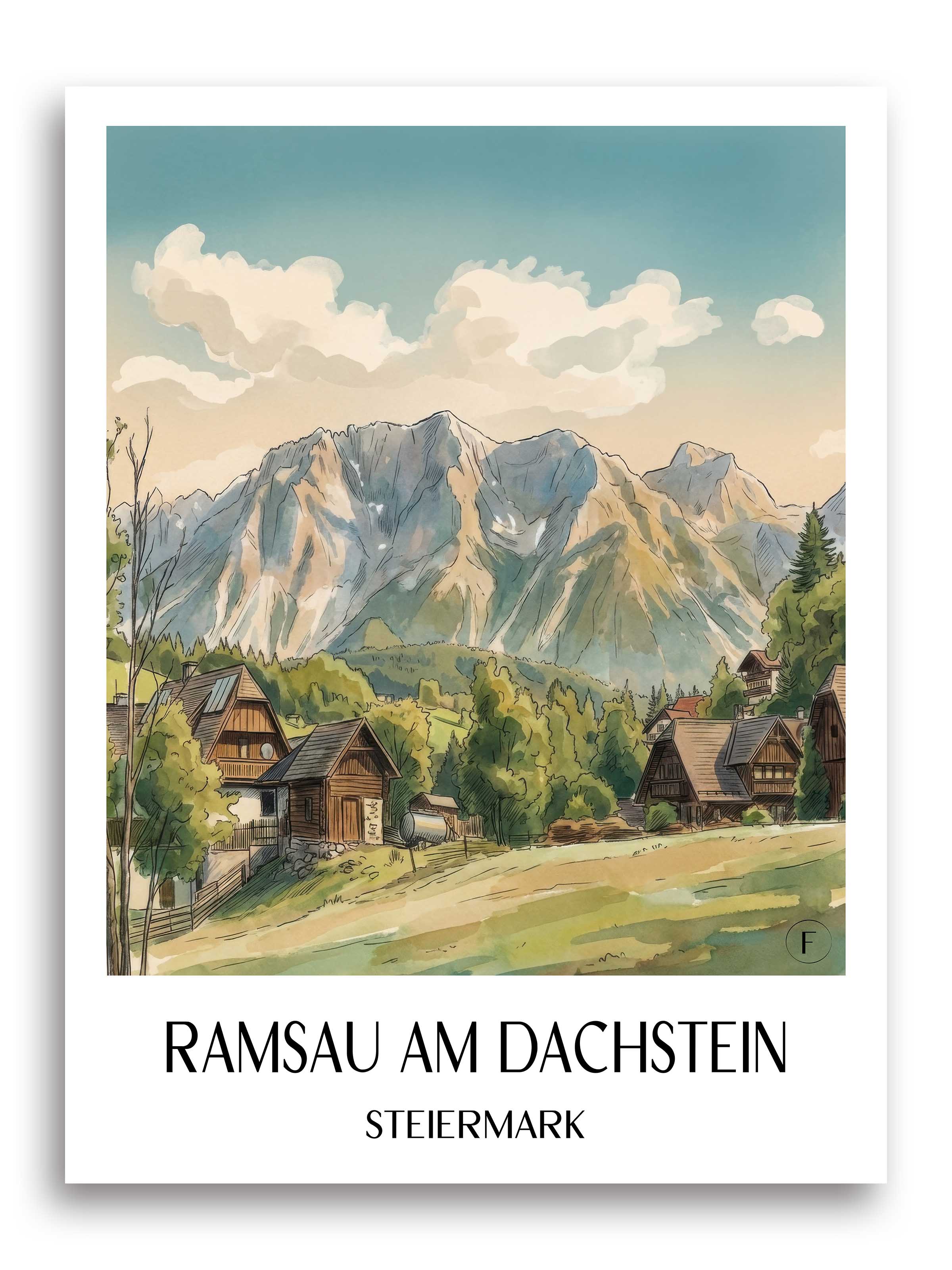 ramsau-am-dachstein-steiermark-österreich-poster-aquarell