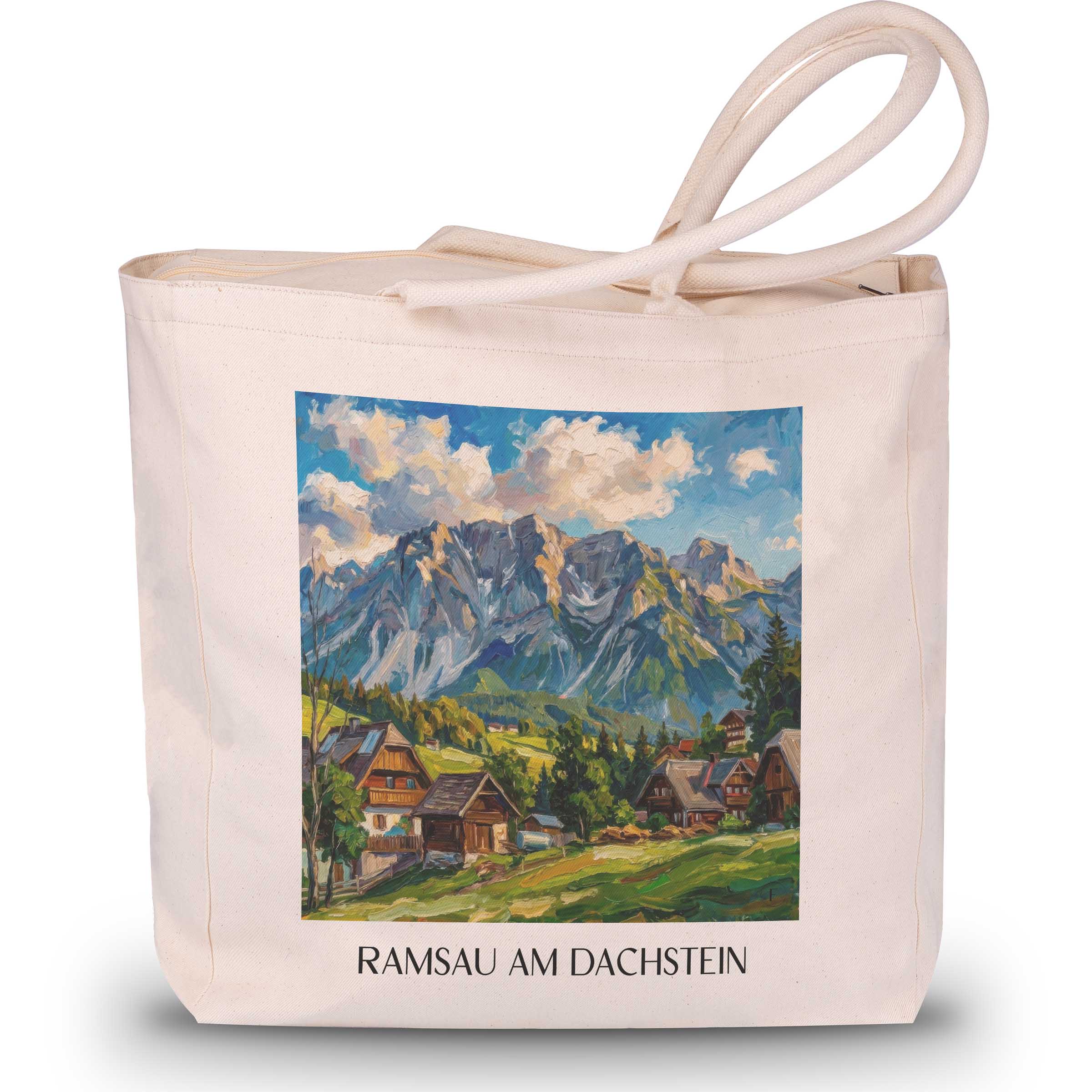 ramsau-am-dachstein-steiermark-österreich-einkaufstasche-oil-painting-oelgemaelde