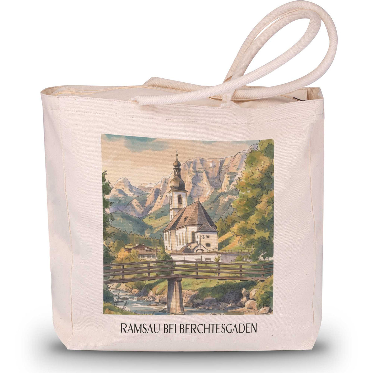 ramsau-bei-berchtesgaden-bayern-deutschland-einkaufstasche-aquarell