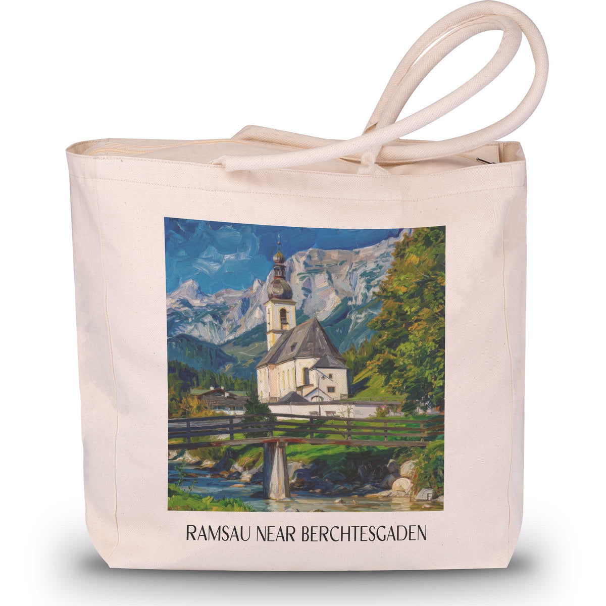Ramsau bei Berchtesgaden Shopping Tasche - Bayern - Deutschland Tote Bag - Einkaufstasche im Ölgemälde Stil - favplace