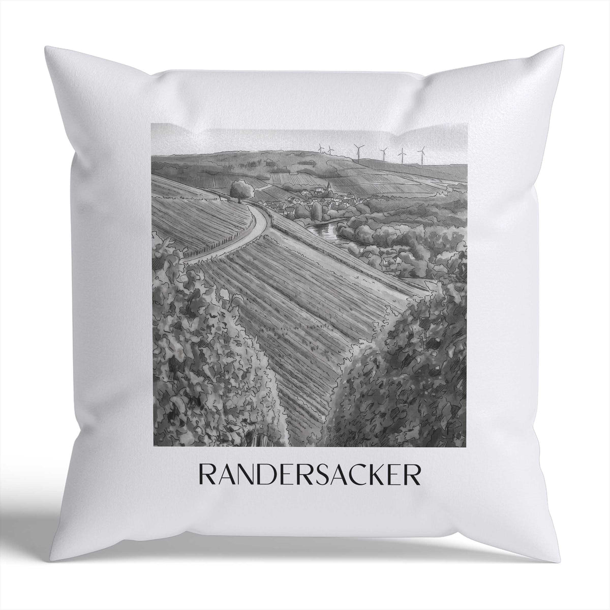 randersacker-würzburg-deutschland-kissenbezug-aquarell-schwarz-weiss