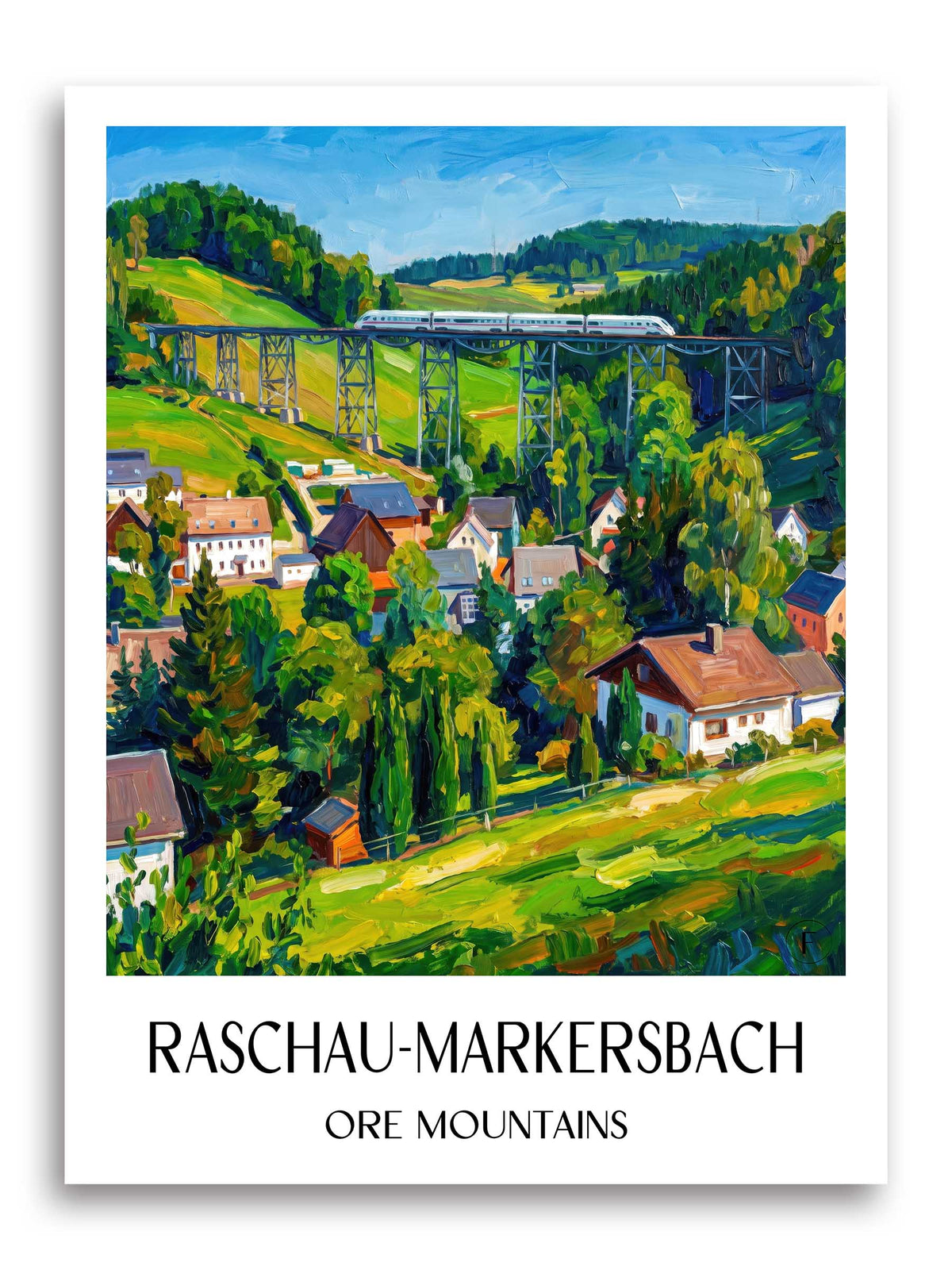 Raschau-Markersbach Poster - Erzgebirge - Deutschland Kunstdruck - Ölgemälde von A4 bis A1 - favplace