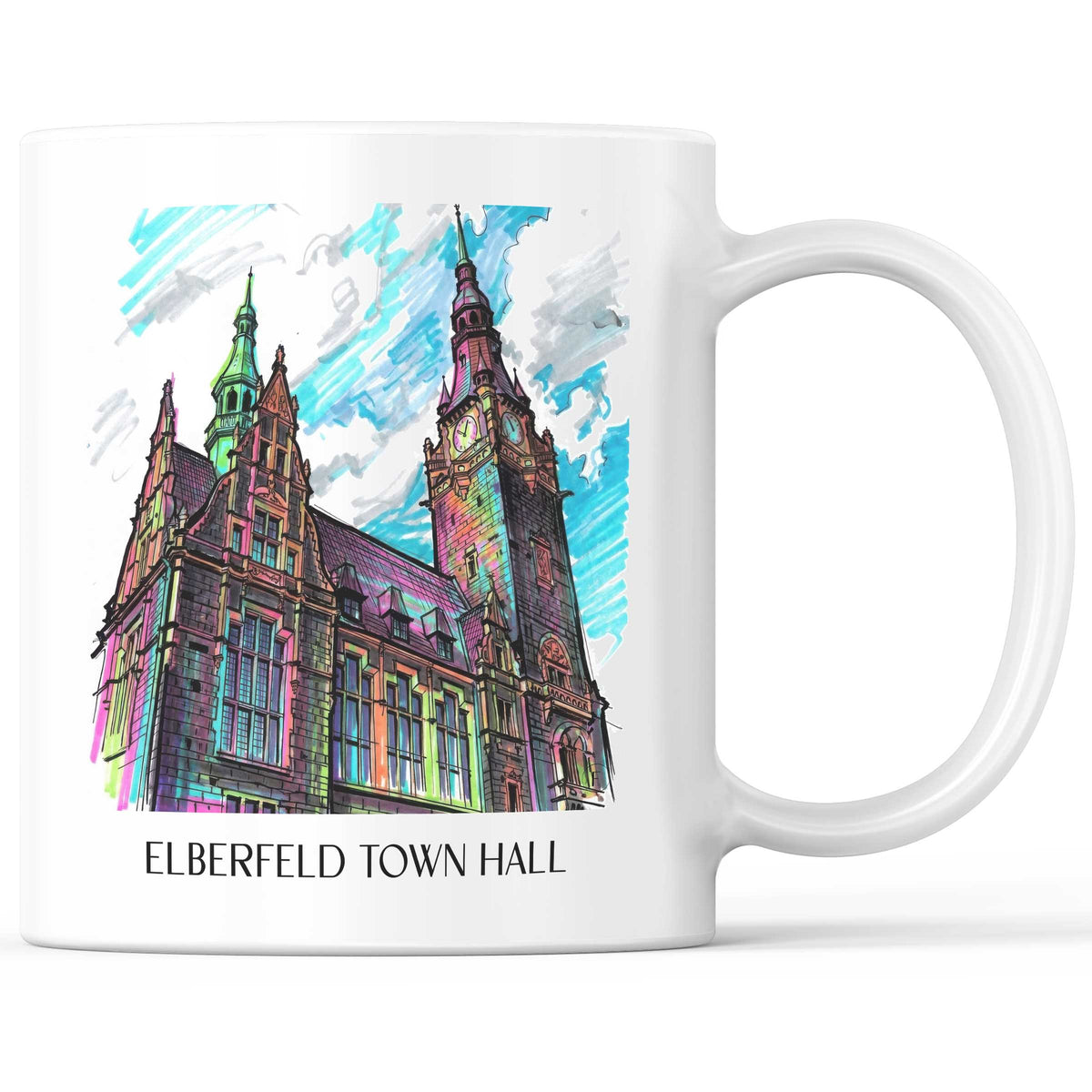 Rathaus Elberfeld Kaffeebecher - Wuppertal - Deutschland Becher - Kaffeetasse im Tag Graffiti Stil - favplace