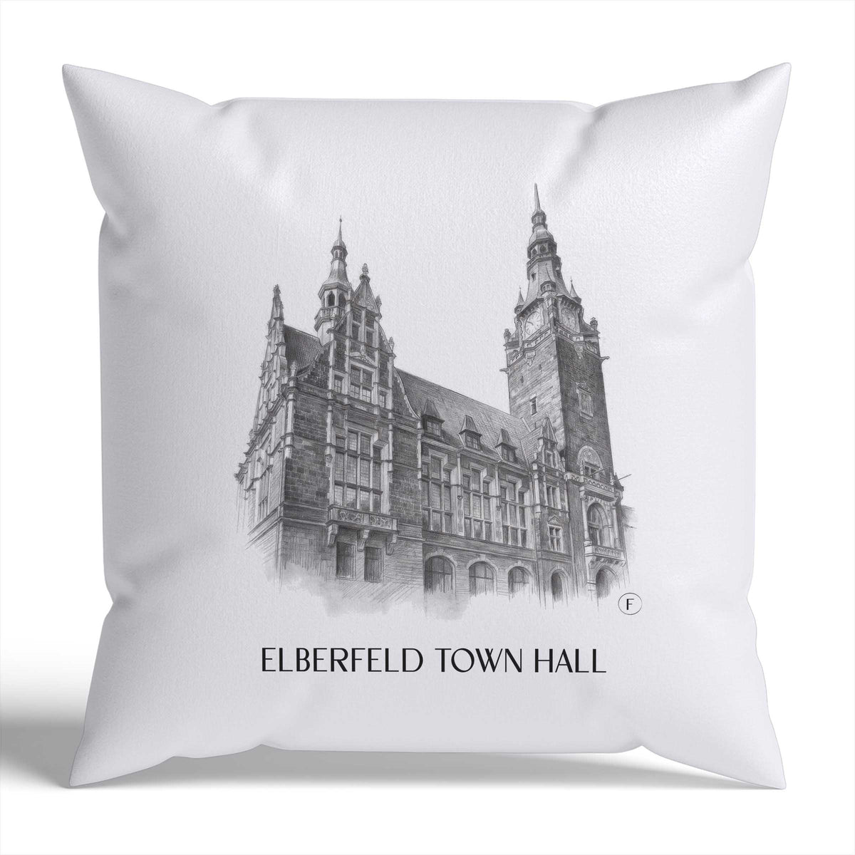 Rathaus Elberfeld Kissenhülle - Zierkissen Bezug - Wuppertal - Deutschland Kissen bzw. Kissenbezug im Zeichnung Stil - favplace