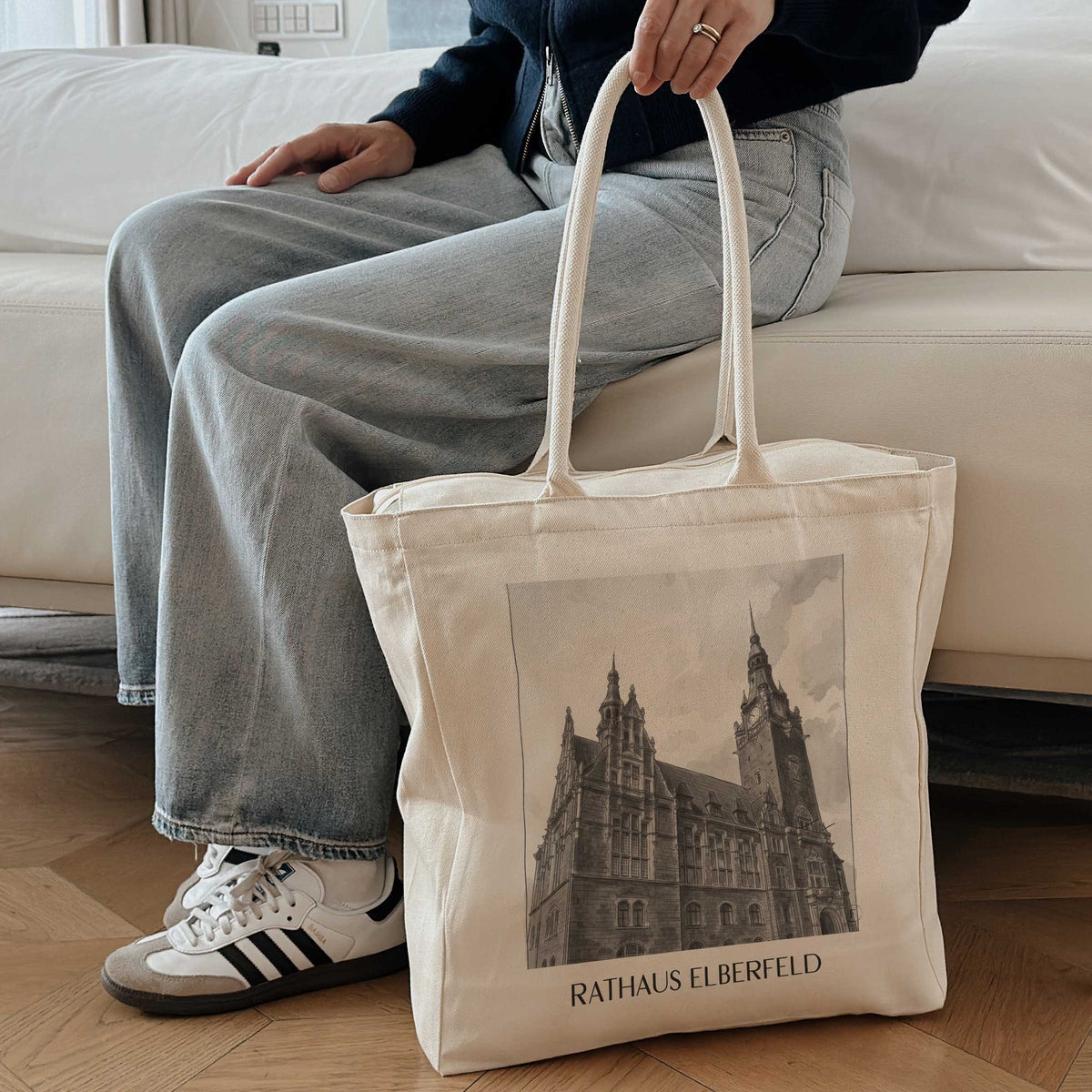 rathaus-elberfeld-wuppertal-deutschland-einkaufstasche-aquarell-schwarz-weiss