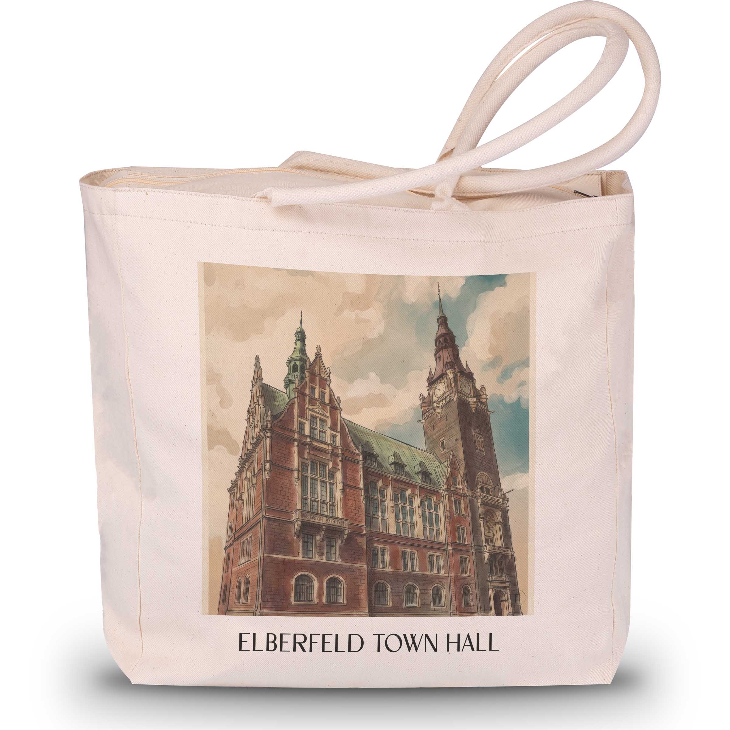 Rathaus Elberfeld Shopping Tasche - Wuppertal - Deutschland Tote Bag - Einkaufstasche im Aquarell Stil - favplace