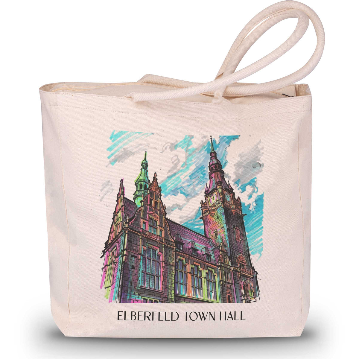 Rathaus Elberfeld Shopping Tasche - Wuppertal - Deutschland Tote Bag - Einkaufstasche im Tag Graffiti Stil - favplace