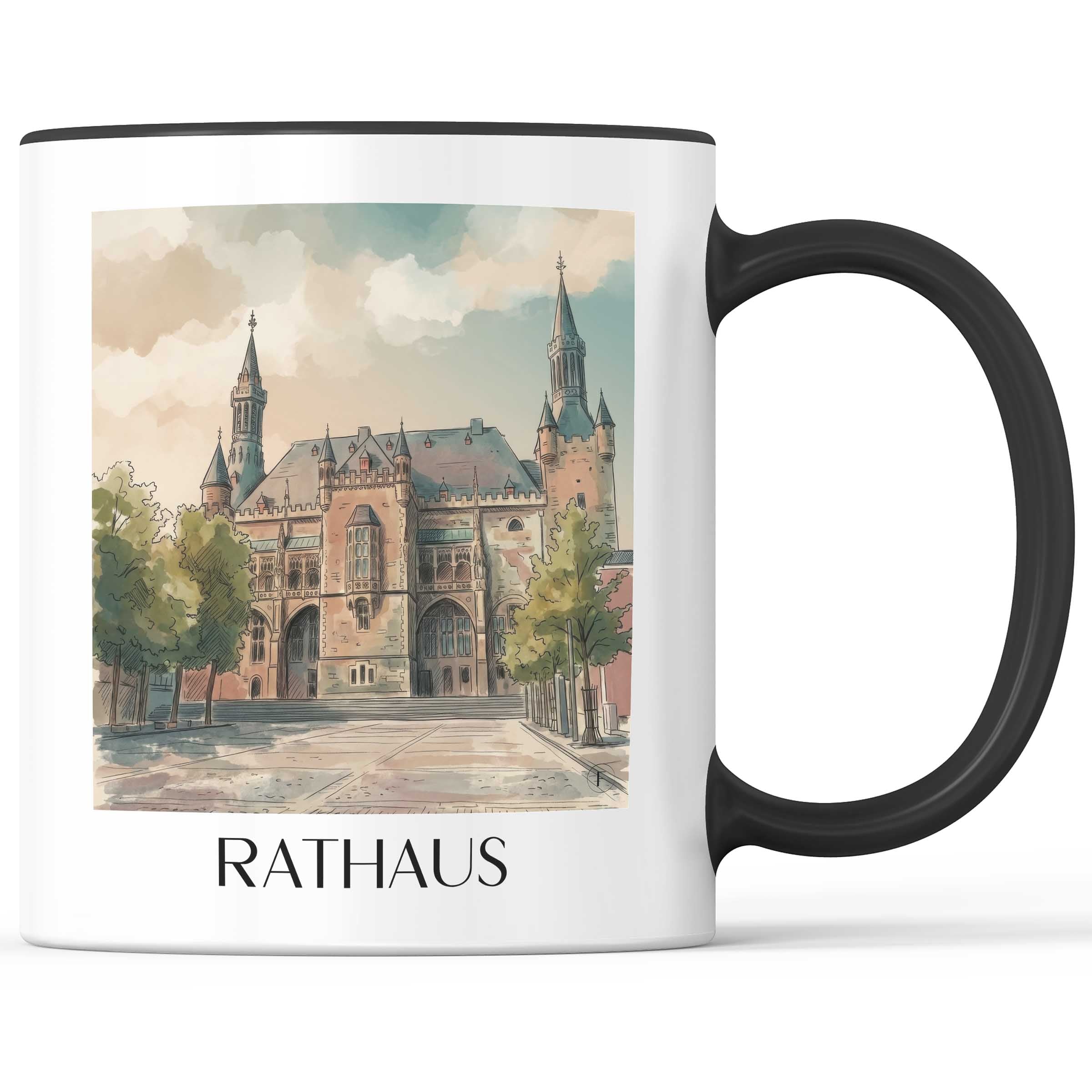 rathaus--aachen-deutschland-kaffeebecher-aquarell