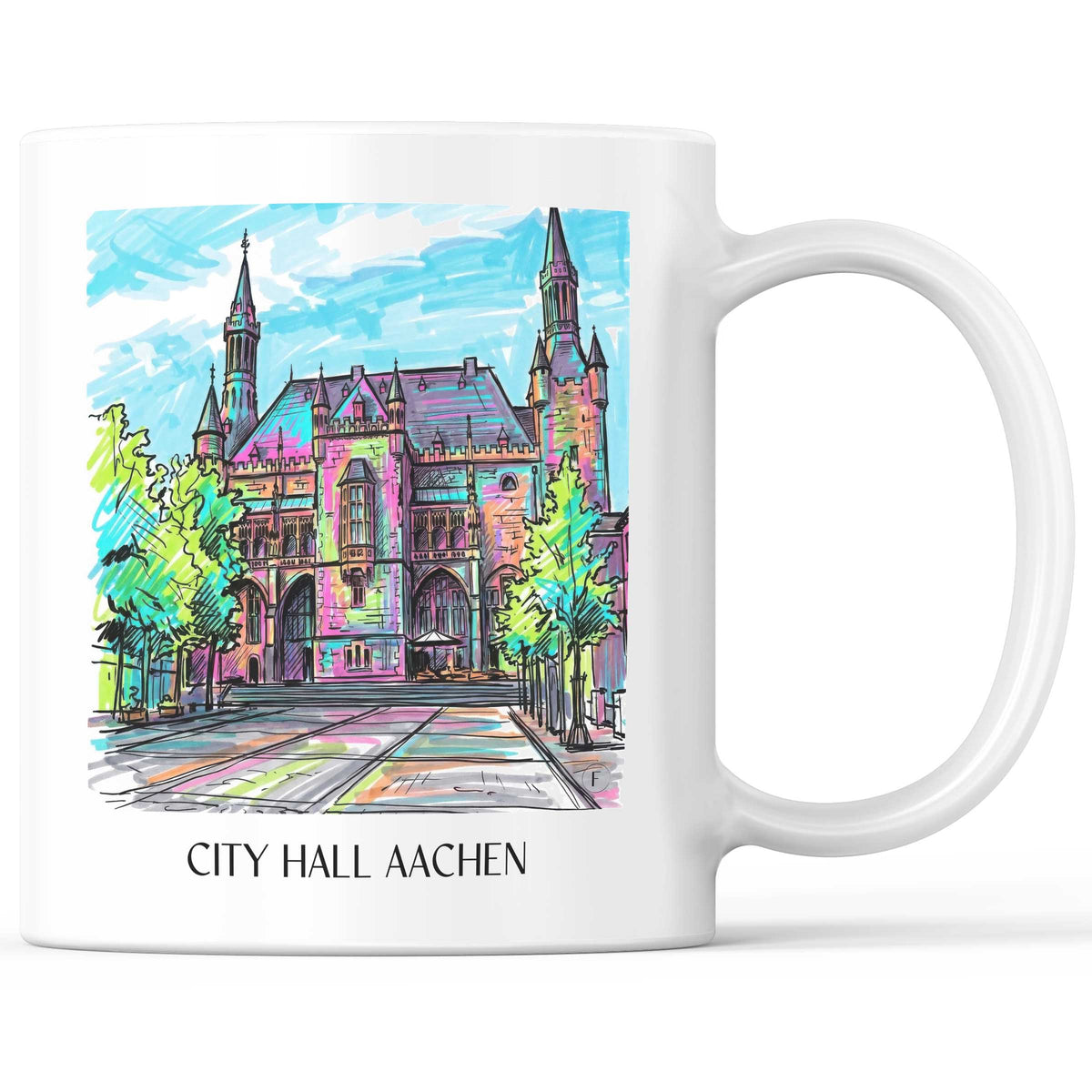 Rathaus Kaffeebecher - Aachen - Deutschland Becher - Kaffeetasse im Tag Graffiti Stil - favplace
