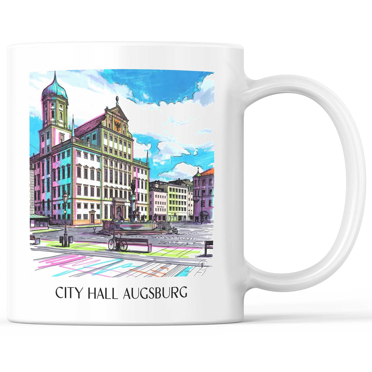 Rathaus Kaffeebecher - Augsburg - Deutschland Becher - Kaffeetasse im Tag Graffiti Stil - favplace