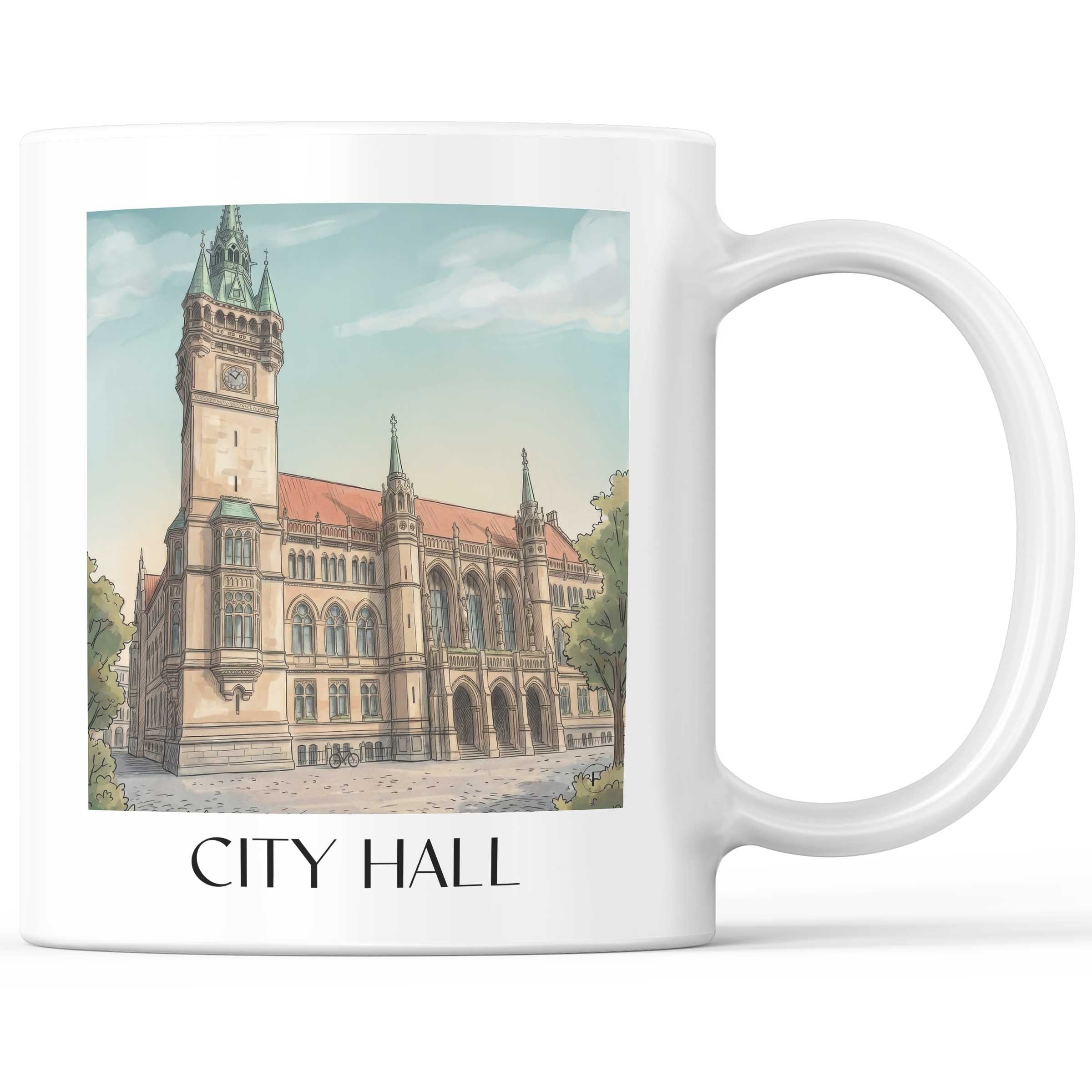 Rathaus Kaffeebecher - Braunschweig - Deutschland Becher - Kaffeetasse im Aquarell Stil - favplace
