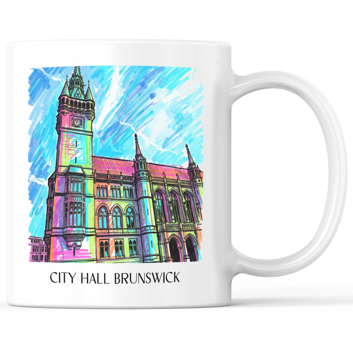Rathaus Kaffeebecher - Braunschweig - Deutschland Becher - Kaffeetasse im Tag Graffiti Stil - favplace