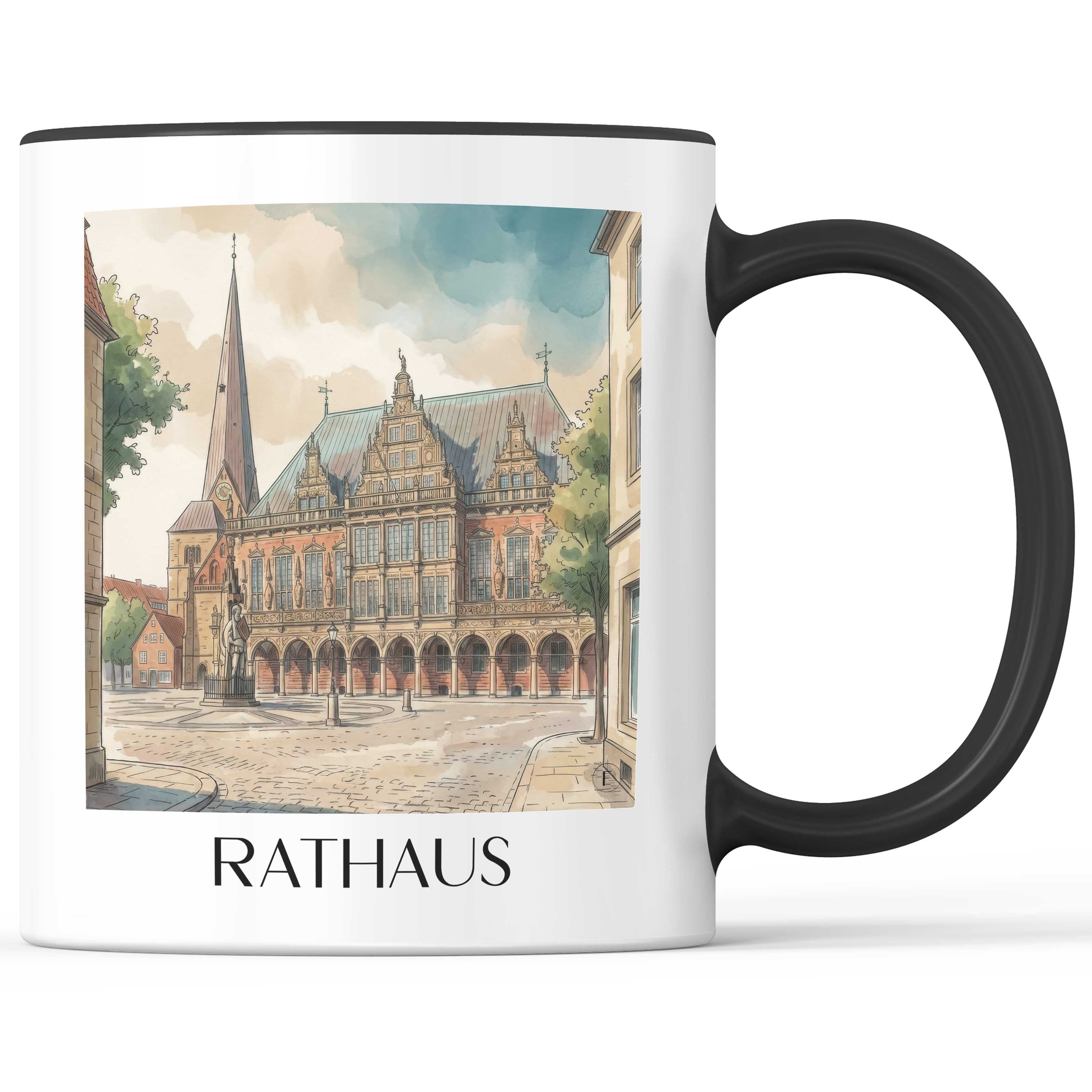 rathaus-bremen-deutschland-kaffeebecher-aquarell