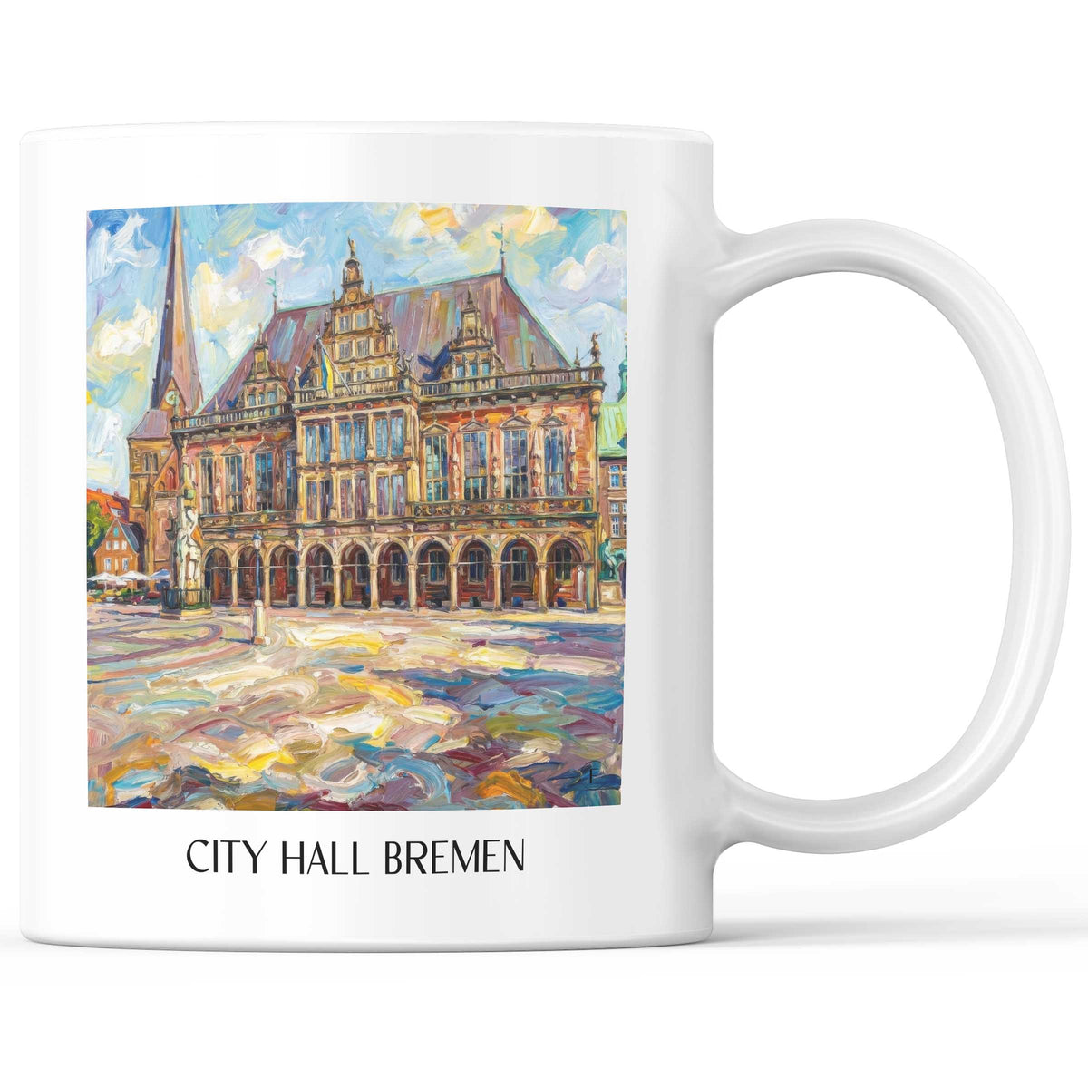 Rathaus Kaffeebecher - Bremen - Deutschland Becher - Kaffeetasse im Ölgemälde Stil - favplace