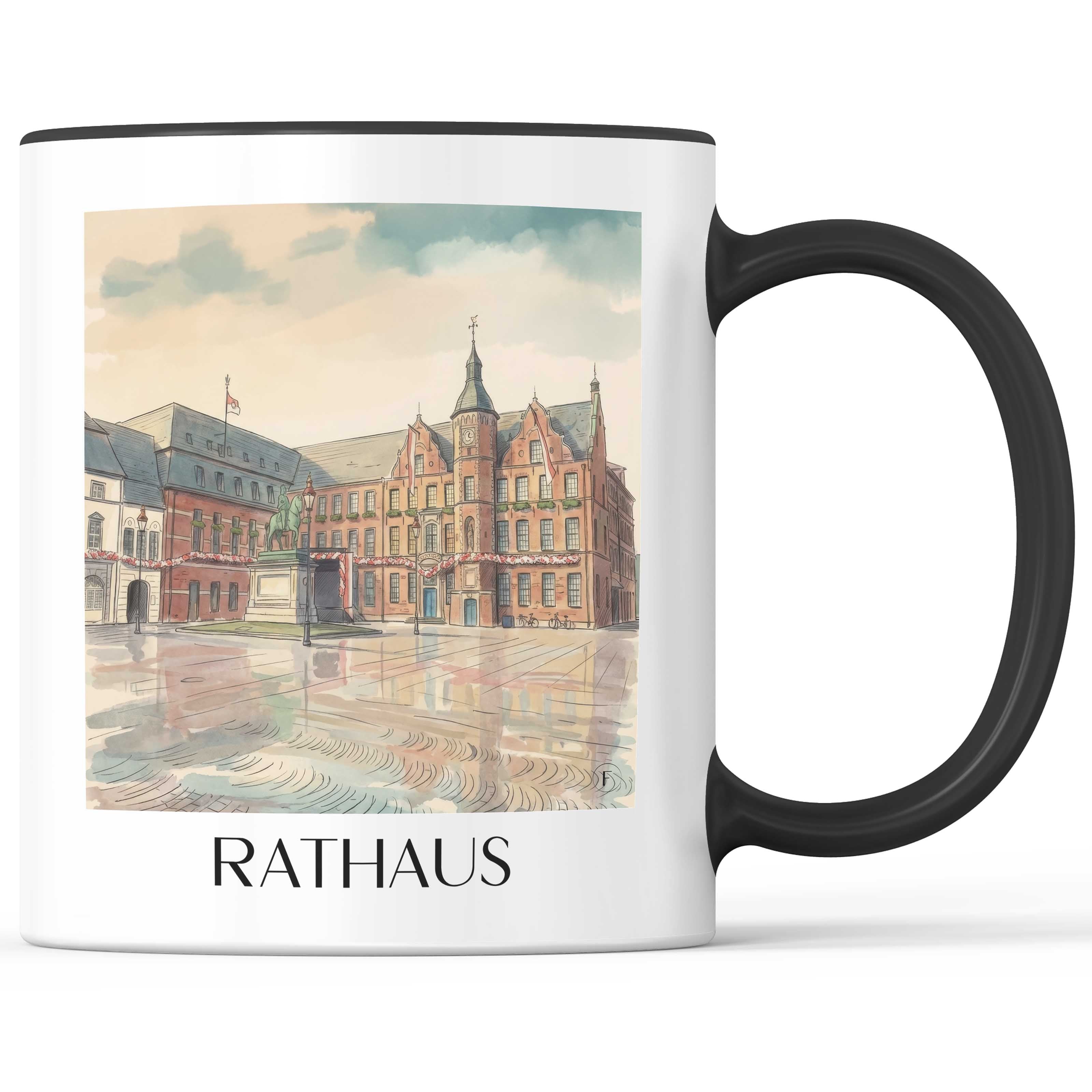rathaus-düsseldorf-deutschland-kaffeebecher-aquarell