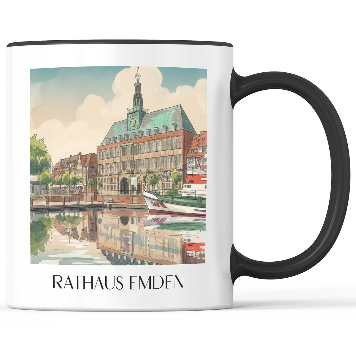 rathaus-emden-deutschland-kaffeebecher-aquarell