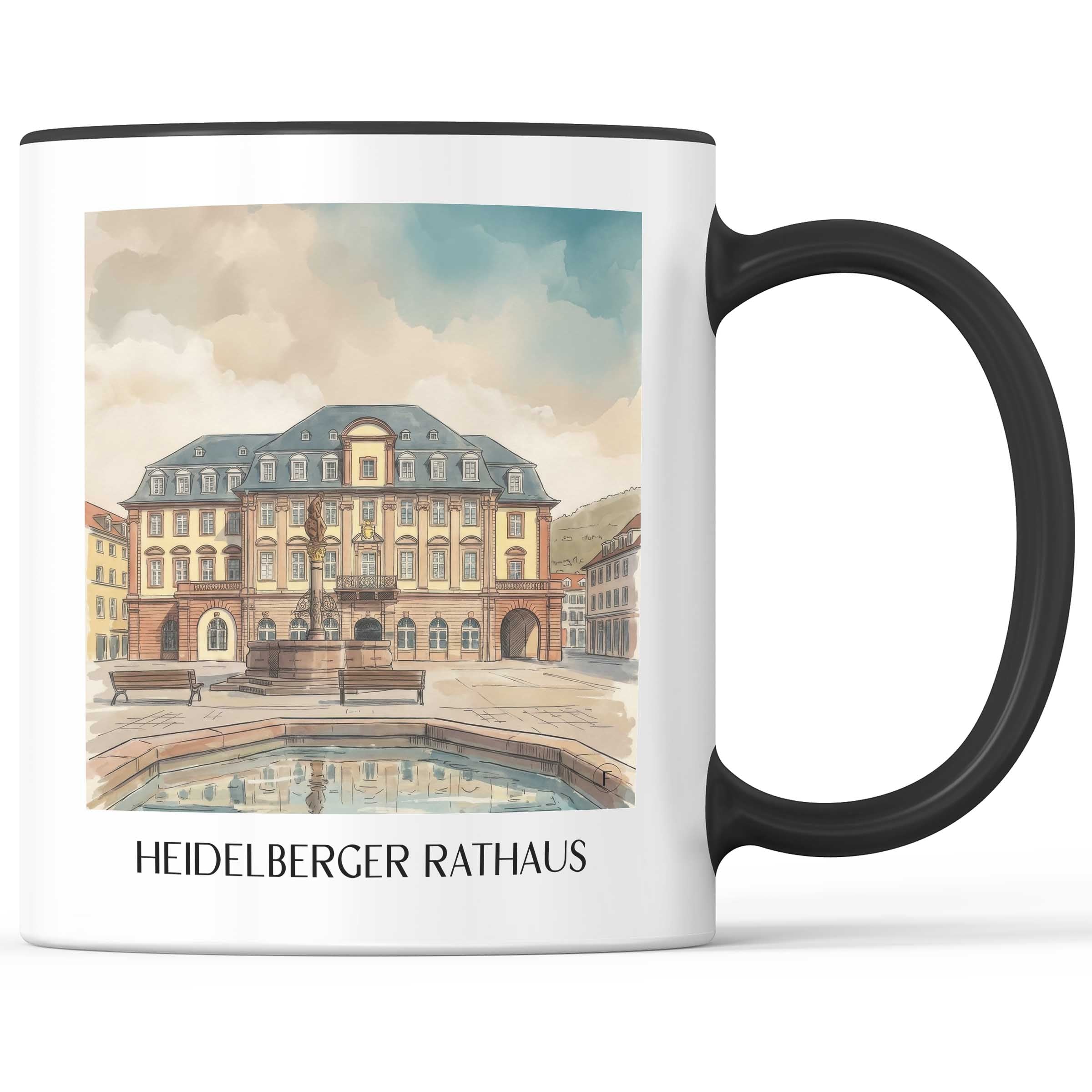 rathaus-heidelberg-deutschland-kaffeebecher-aquarell