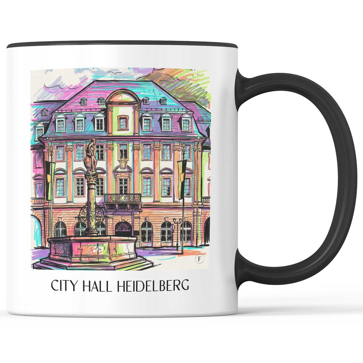 Rathaus Kaffeebecher - Heidelberg - Deutschland Becher - Kaffeetasse im Tag Graffiti Stil - favplace