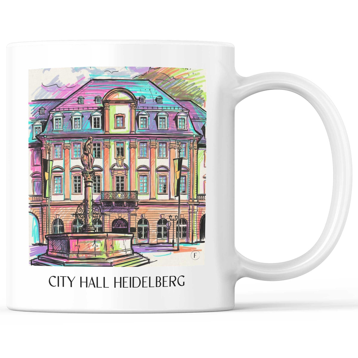 Rathaus Kaffeebecher - Heidelberg - Deutschland Becher - Kaffeetasse im Tag Graffiti Stil - favplace