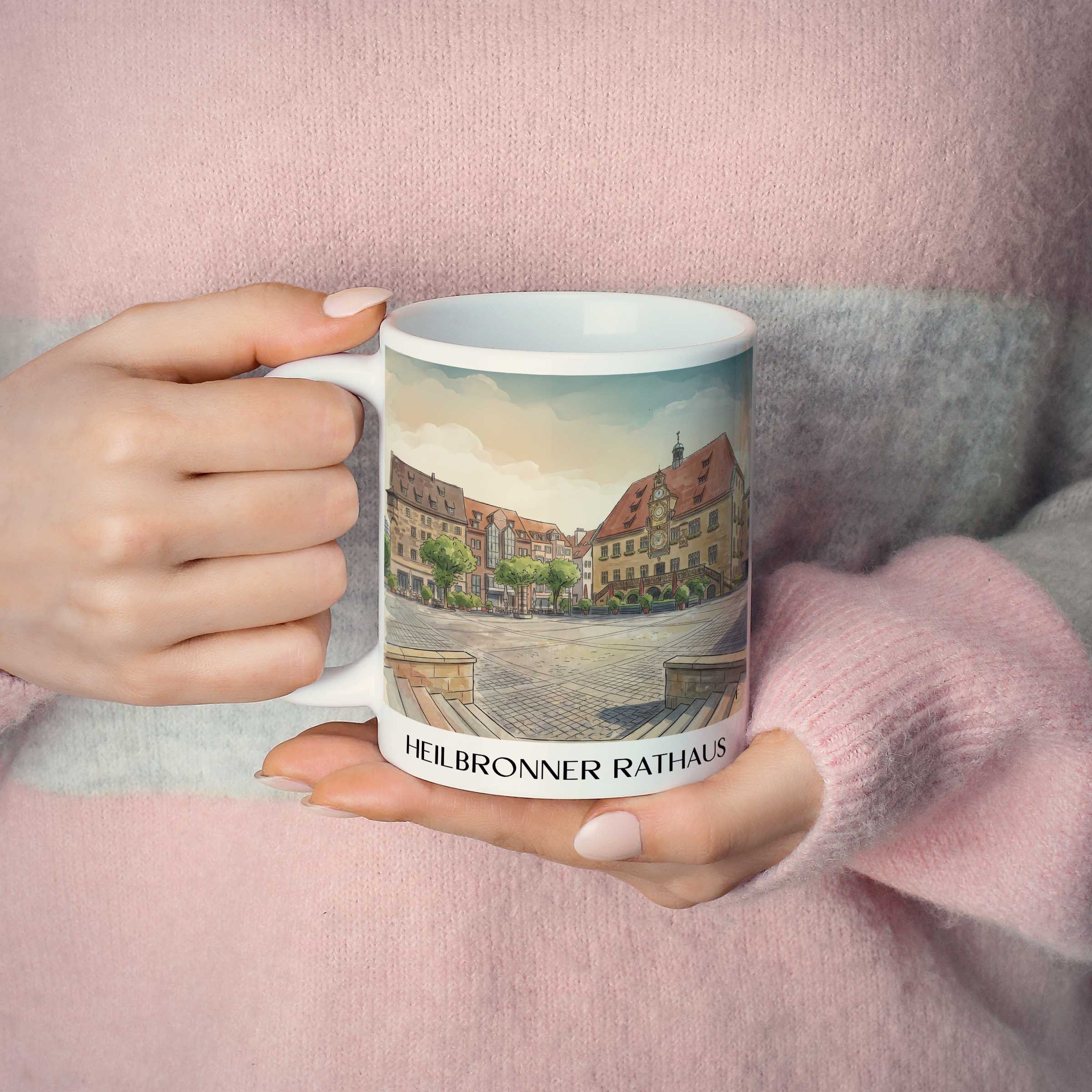 rathaus-heilbronn-deutschland-kaffeebecher-aquarell