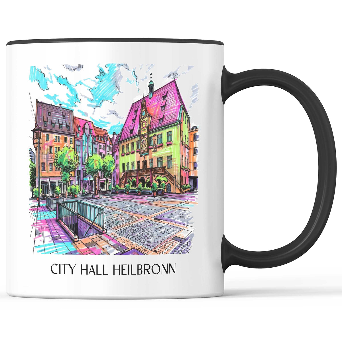Rathaus Kaffeebecher - Heilbronn - Deutschland Becher - Kaffeetasse im Tag Graffiti Stil - favplace
