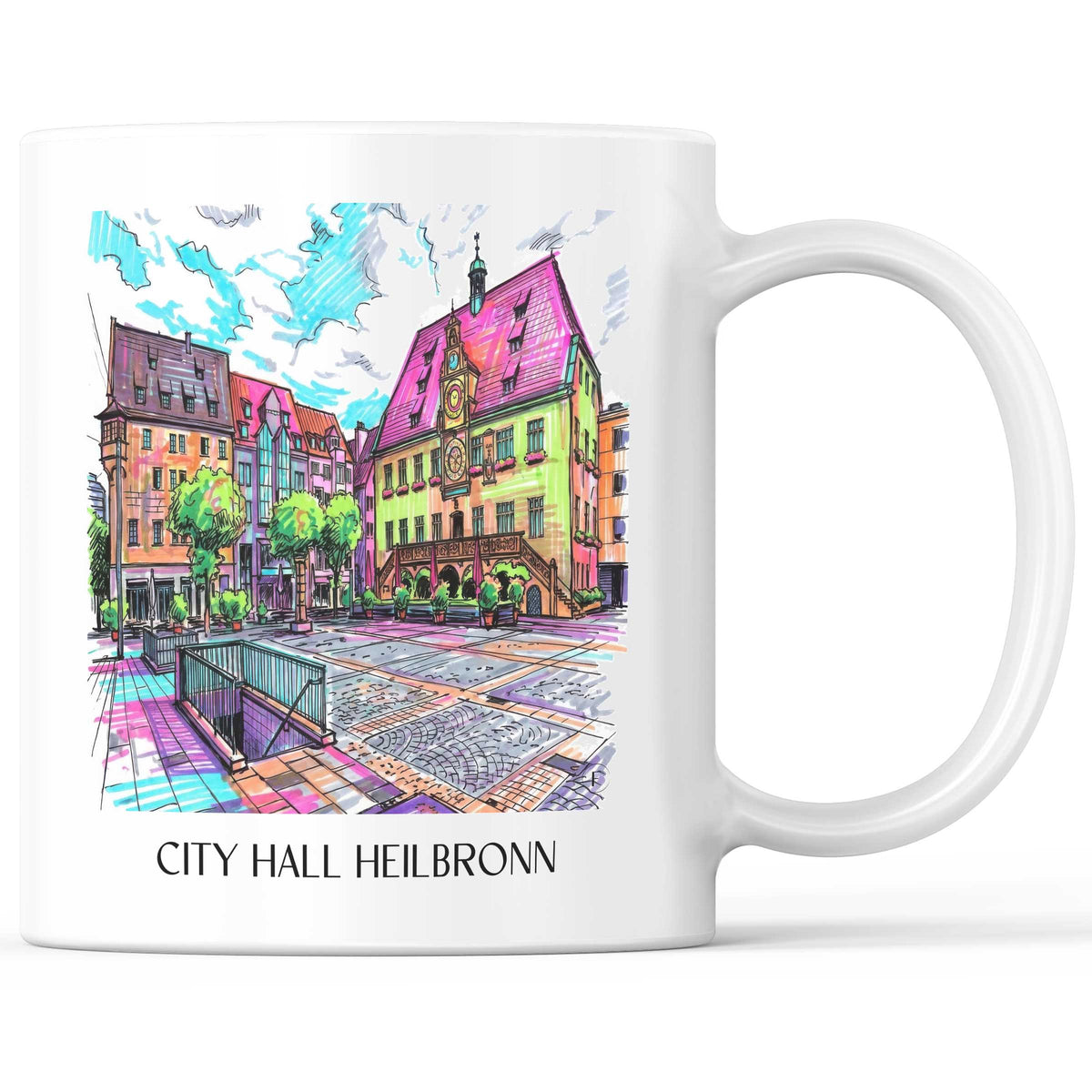 Rathaus Kaffeebecher - Heilbronn - Deutschland Becher - Kaffeetasse im Tag Graffiti Stil - favplace