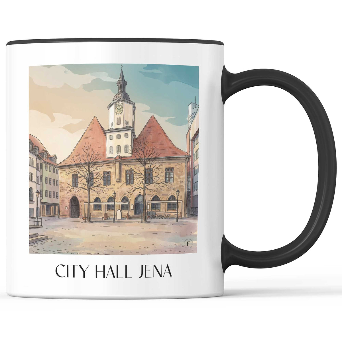 Rathaus Kaffeebecher - Jena - Deutschland Becher - Kaffeetasse im Aquarell Stil - favplace