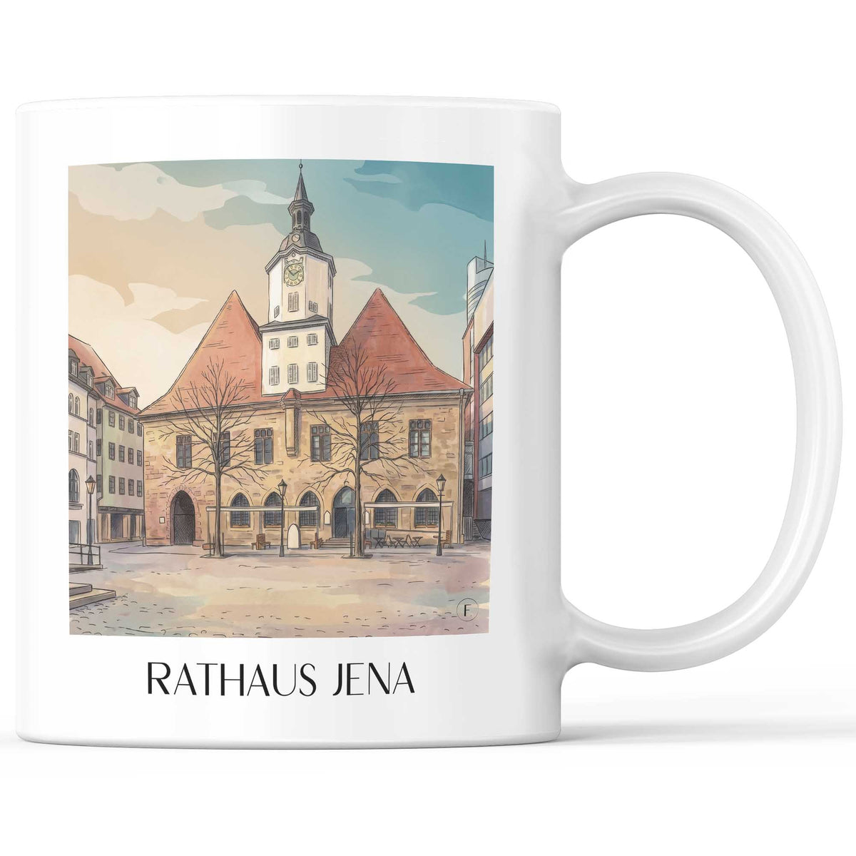 Rathaus Kaffeebecher - Jena - Deutschland Becher - Kaffeetasse im Aquarell Stil - favplace