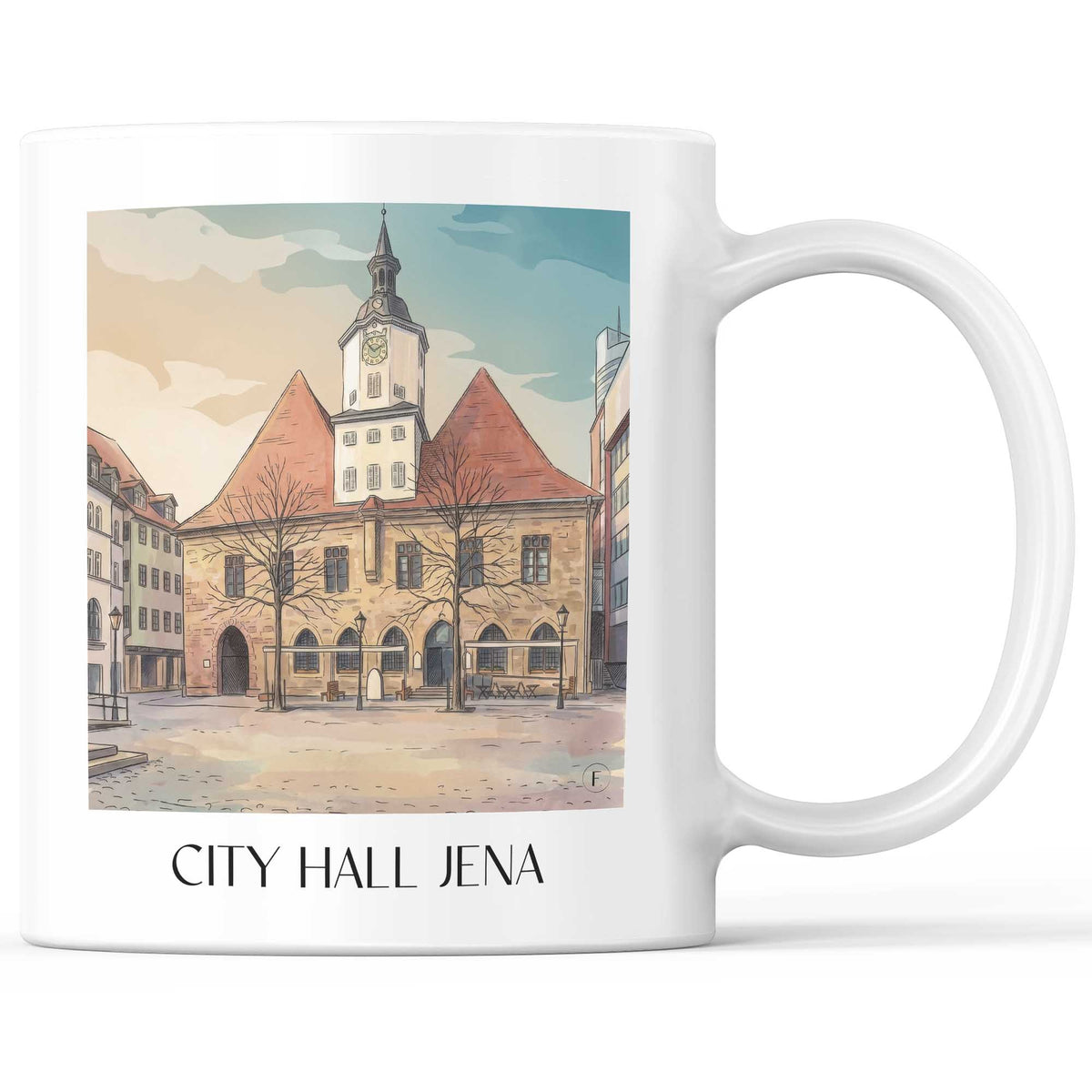 Rathaus Kaffeebecher - Jena - Deutschland Becher - Kaffeetasse im Aquarell Stil - favplace