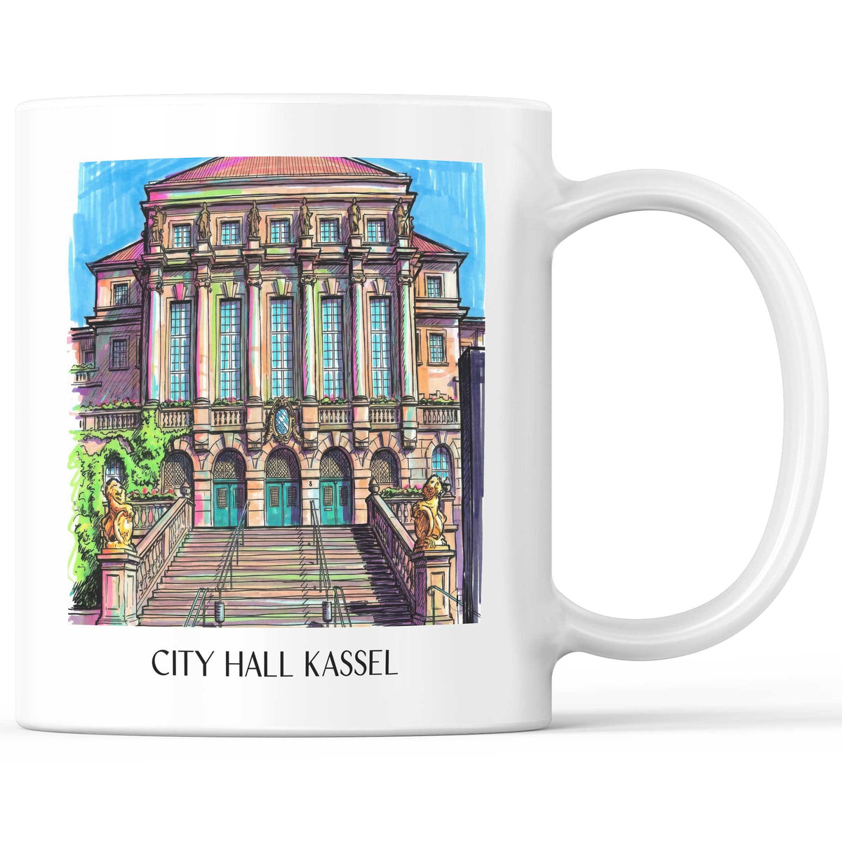 Rathaus Kaffeebecher - Kassel - Deutschland Becher - Kaffeetasse im Tag Graffiti Stil - favplace