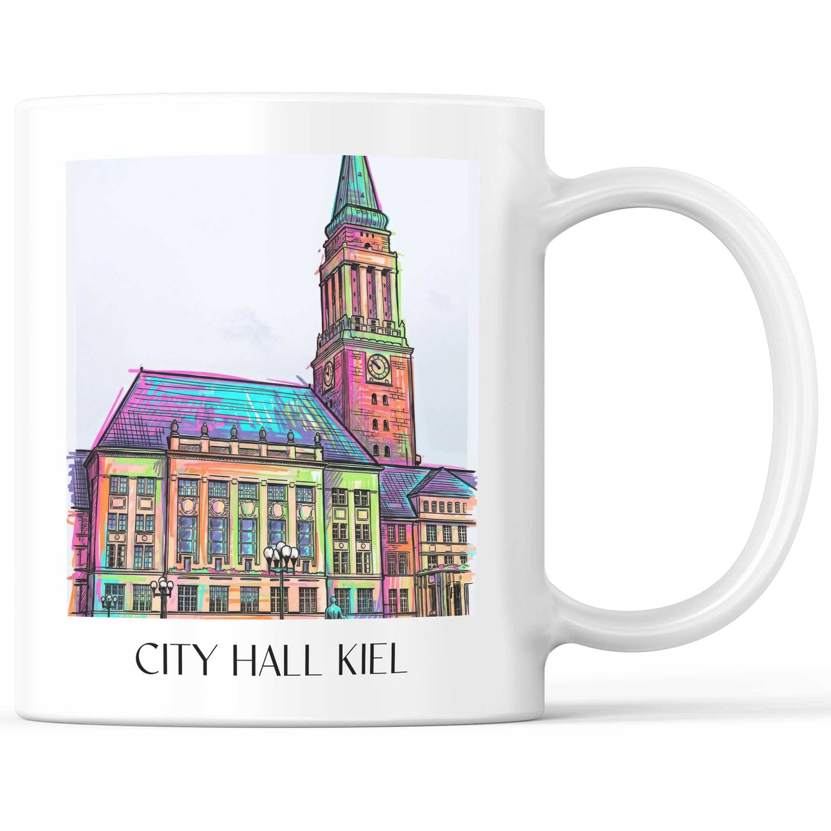 Rathaus Kaffeebecher - Kiel - Deutschland Becher - Kaffeetasse im Tag Graffiti Stil - favplace