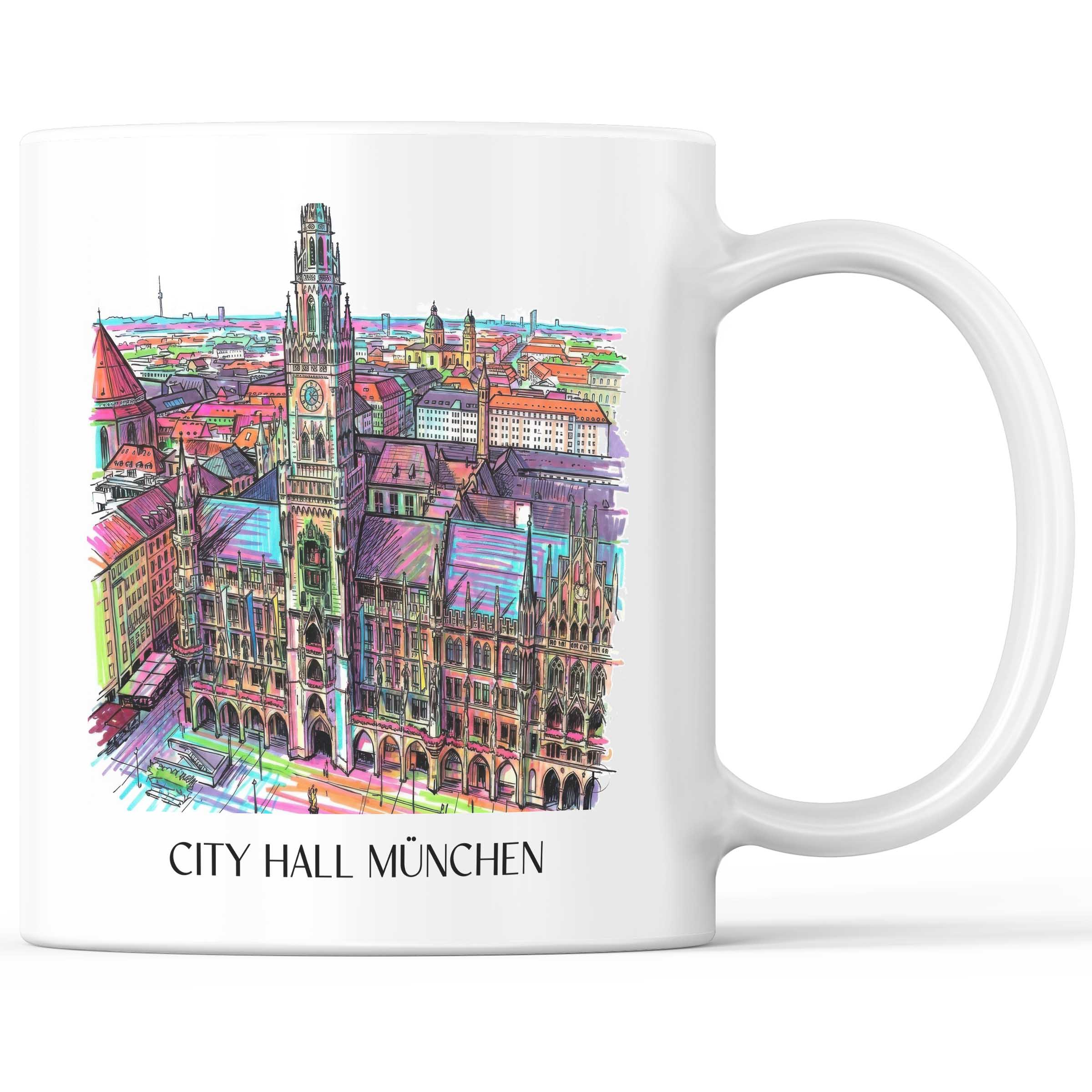 Rathaus Kaffeebecher - München - Deutschland Becher - Kaffeetasse im Tag Graffiti Stil