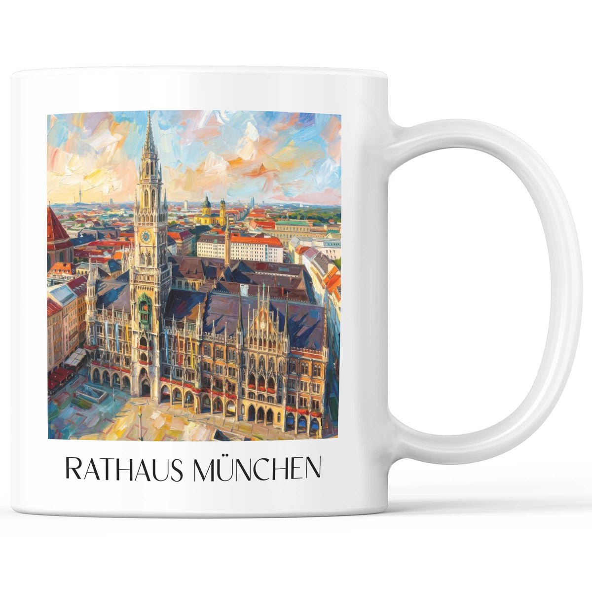 Rathaus Kaffeebecher - München - Deutschland Becher - Kaffeetasse im Ölgemälde Stil - favplace