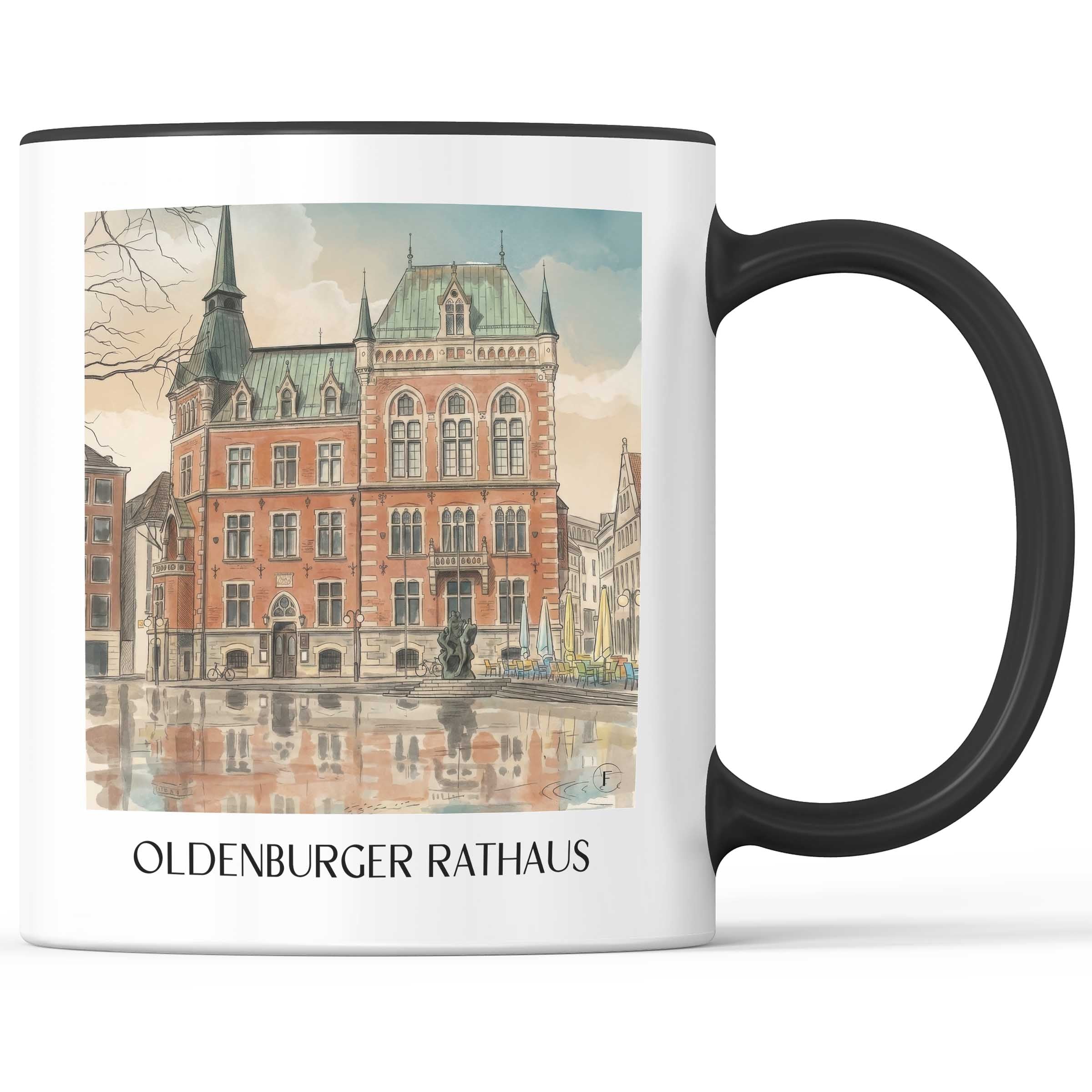 rathaus-oldenburg-deutschland-kaffeebecher-aquarell
